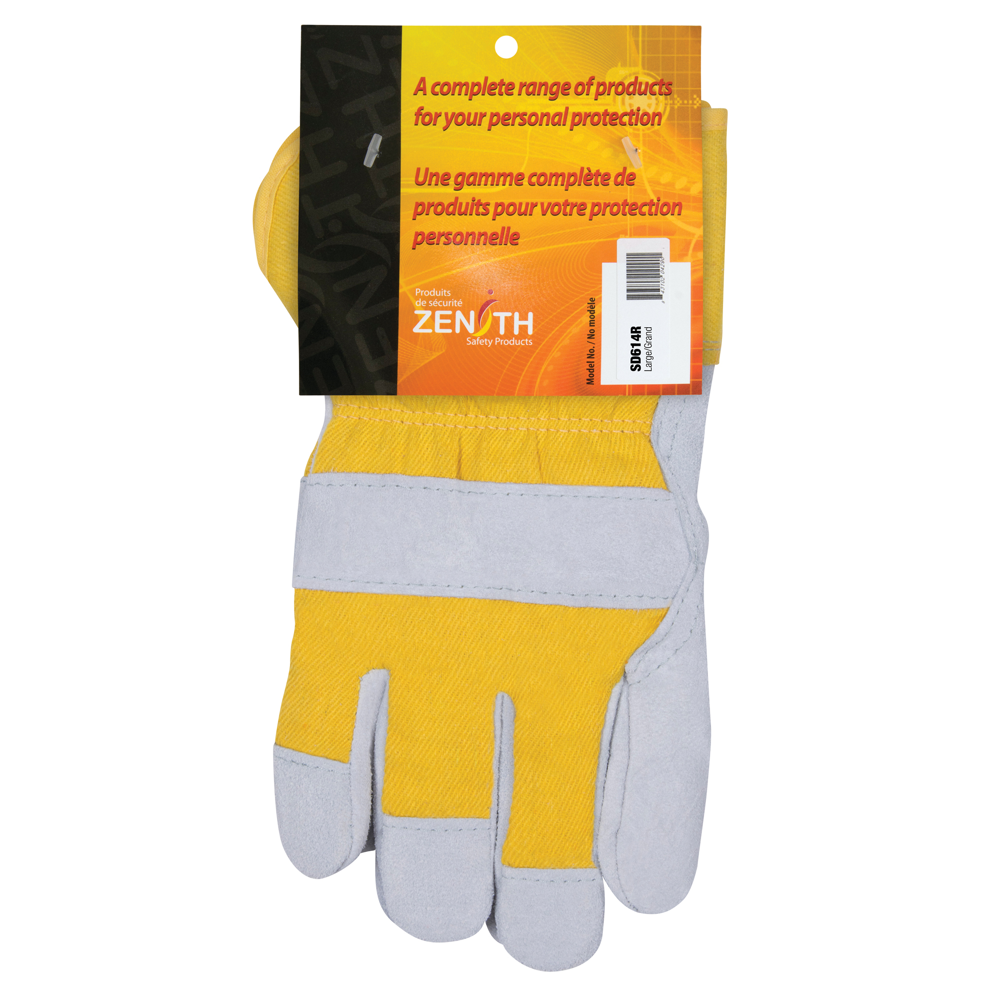 Gants d'ajusteur doublés pour l'hiver, Grand, Paume en Cuir de vache refendu, Doublure en Boa