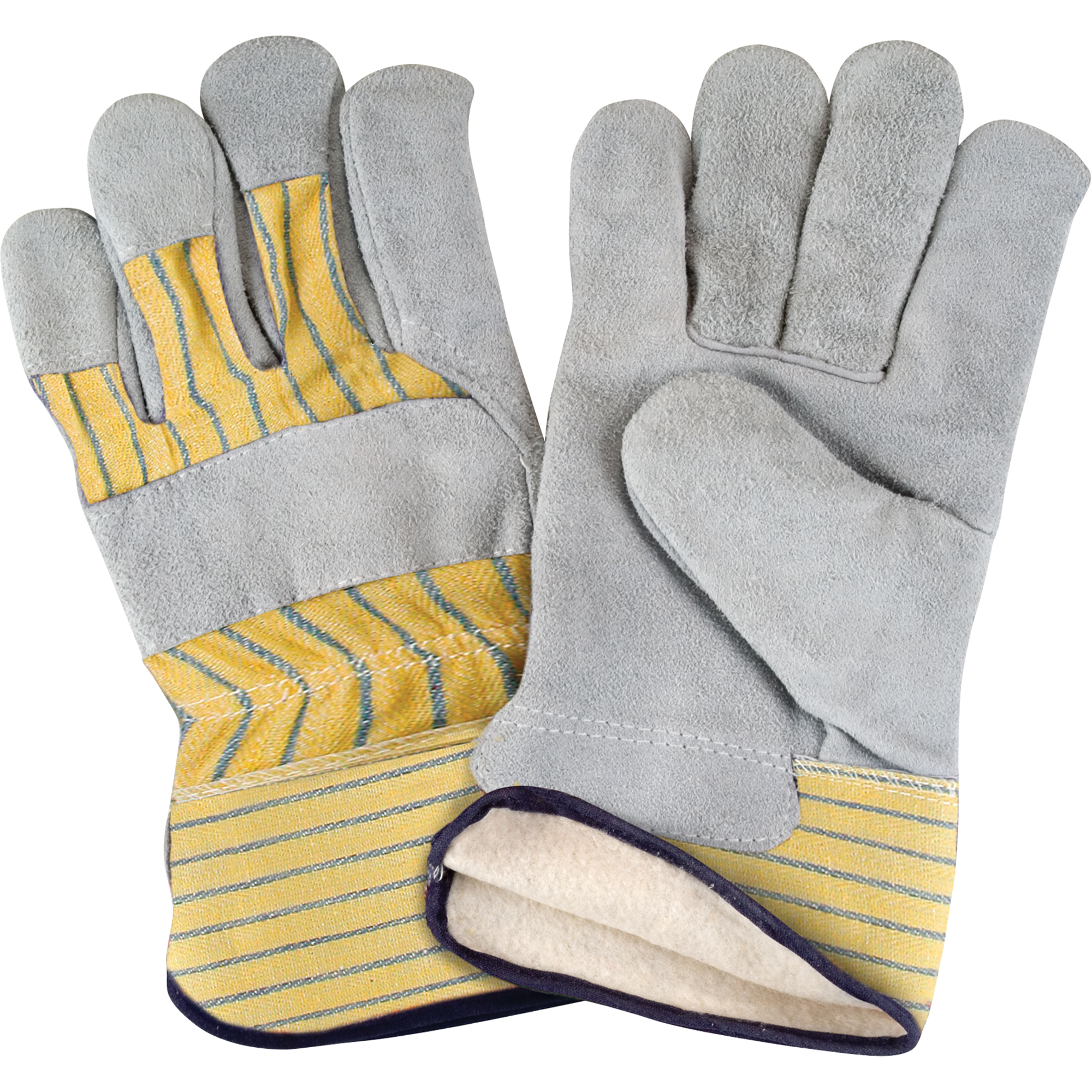 Gants d'ajusteur doublés pour l'hiver, T-Grand, Paume en Cuir de vache refendu, Doublure en Molleton de coton