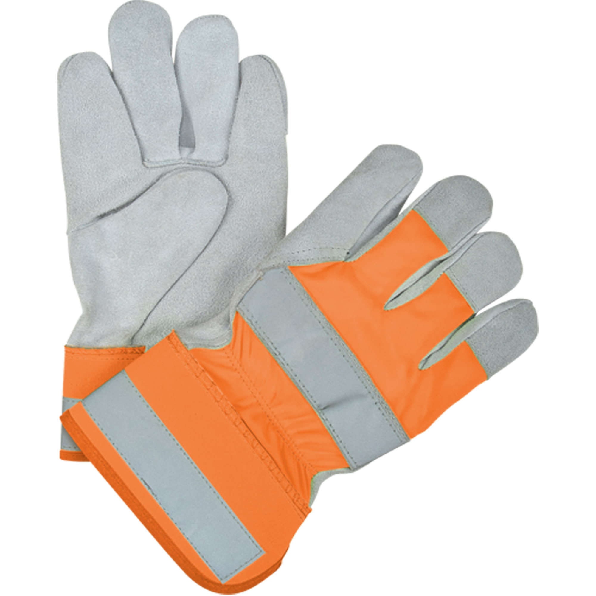 Gants d'ajusteur haute visibilité de première qualité, Grand, Paume en Cuir de vache refendu, Doublure en ThinsulateMC