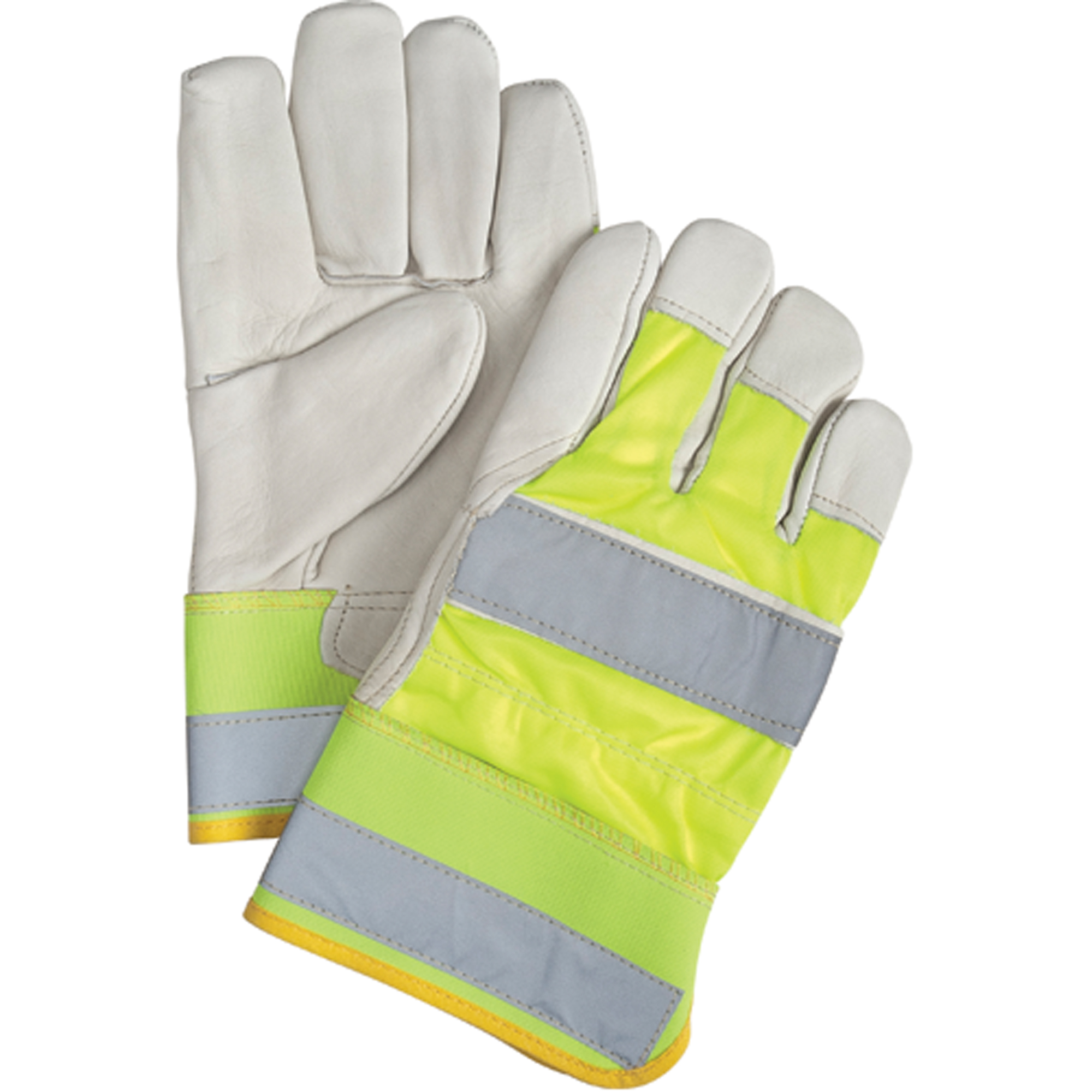 Gants d'ajusteur haute visibilité de première qualité, Grand, Paume en Cuir fleur de vache