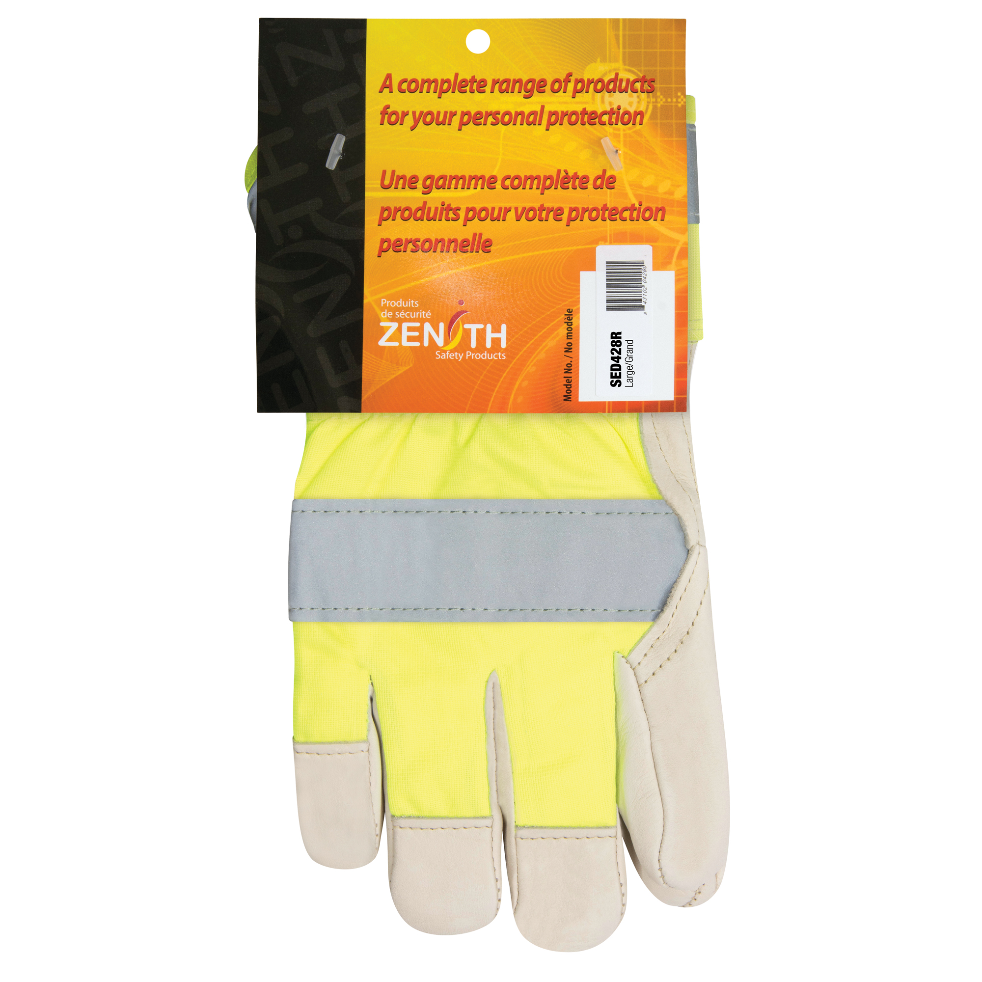 Gants d'ajusteur orange haute visibilité à chaleur supérieure, Grand, Paume en Cuir fleur de vache, Doublure en ThinsulateMC