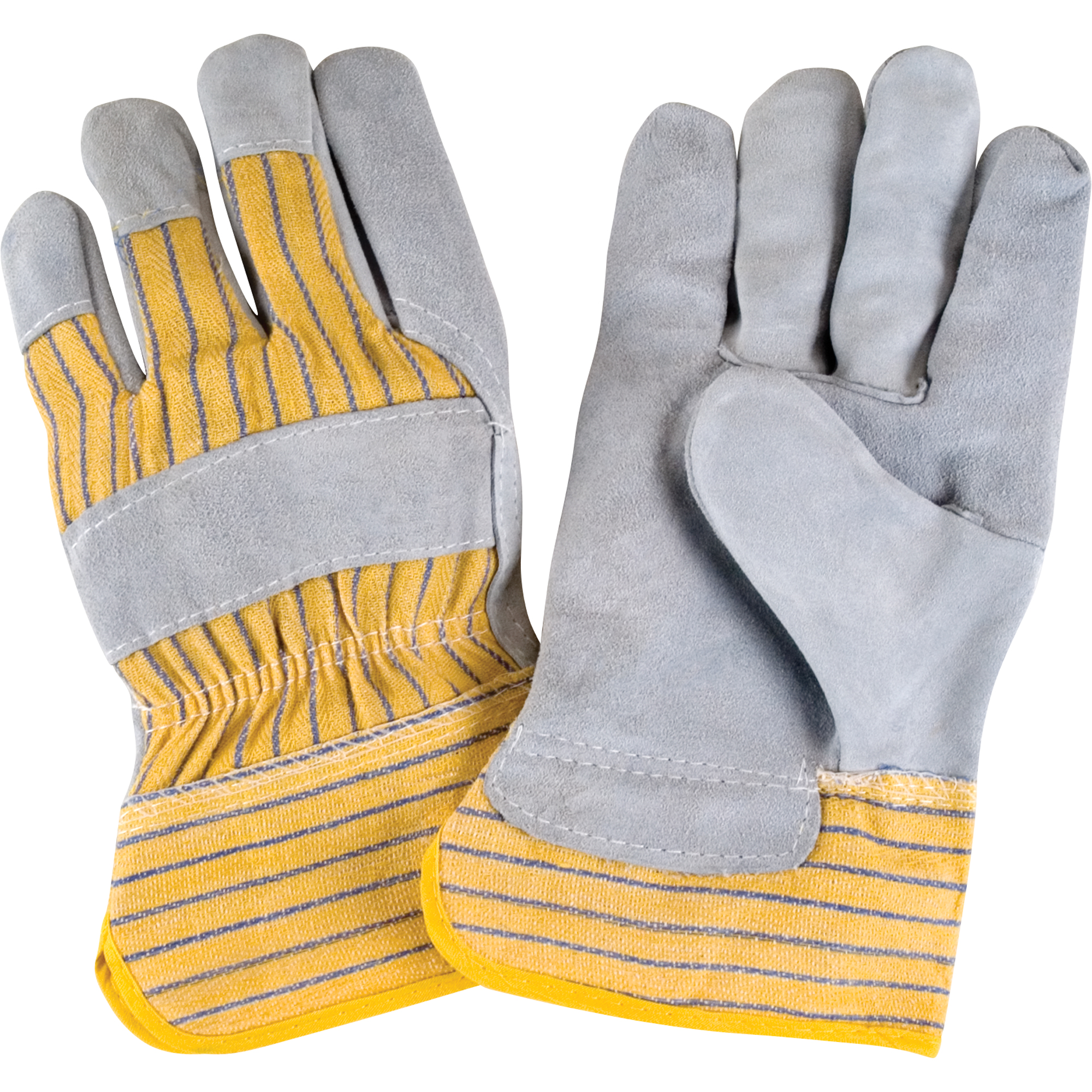 Gants d'ajusteur rugueux de première qualité, Grand, Paume en Cuir de vache refendu, Doublure en Coton
