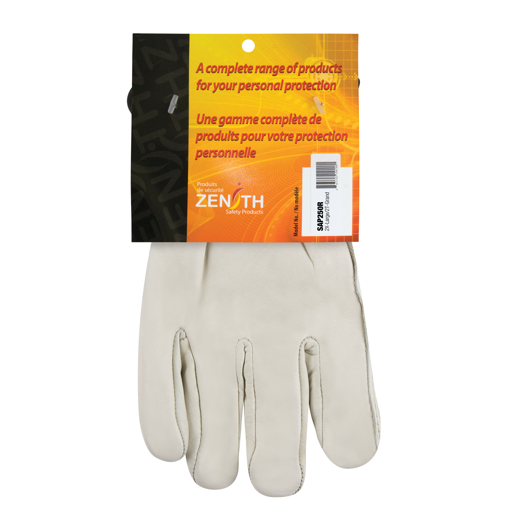 Gants de conducteur doublés pour l'hiver d'usage standard, 2T-Grand, Paume en Cuir fleur de vache, Molleton