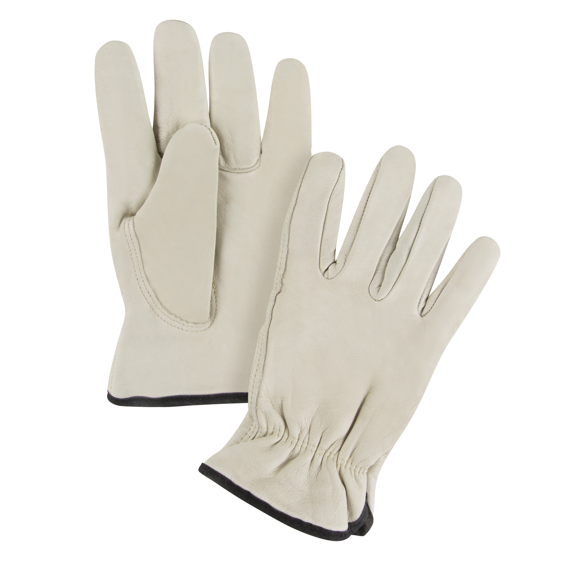 Gants de conducteur doublés pour l'hiver, Grand, Paume en Cuir fleur de vache, Molleton