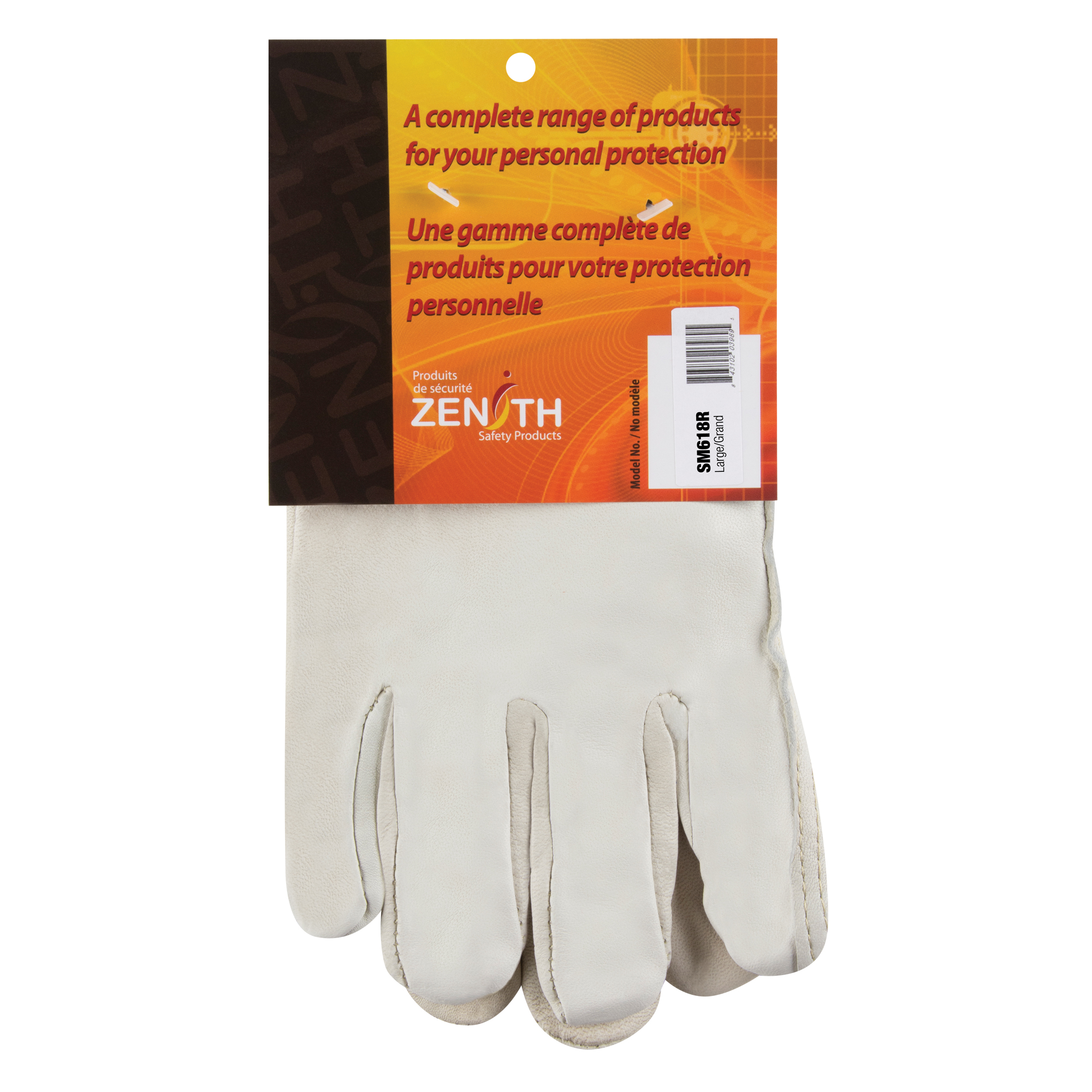 Gants de conducteur doublés pour l'hiver, Grand, Paume en Cuir fleur de vache, Molleton