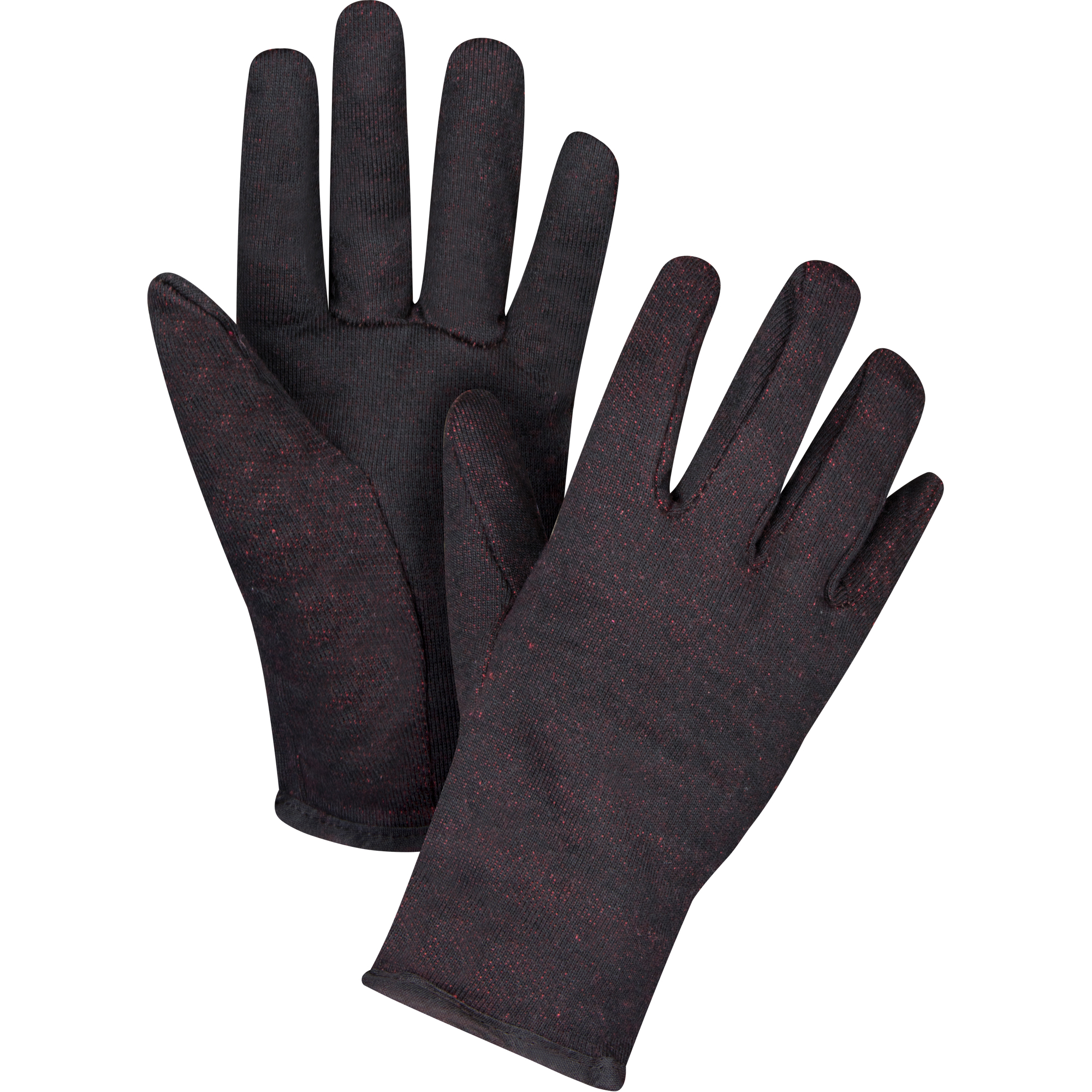 Gants de jersey, Grand, Brun, Molleton rouge, À enfiler