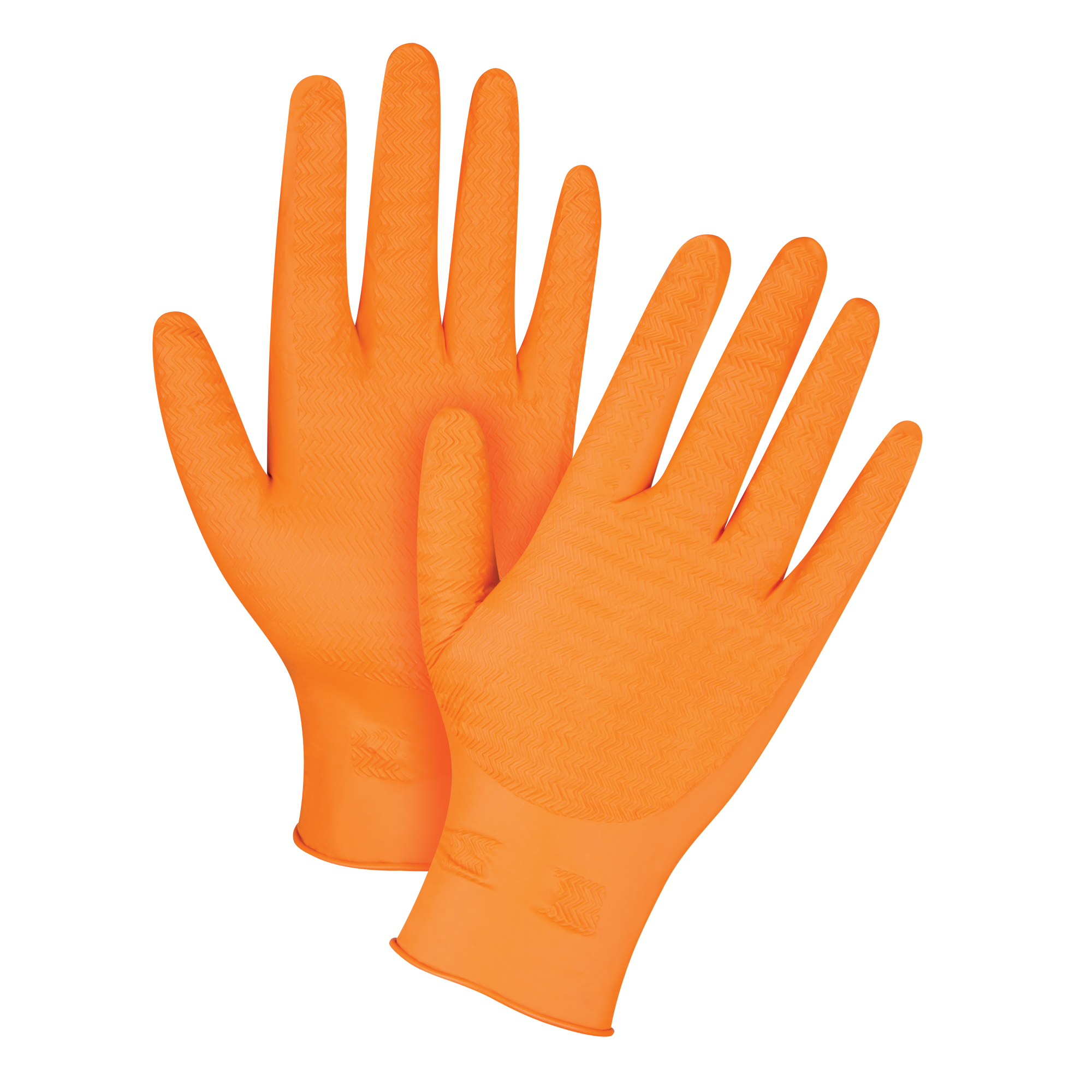 Gants de poids lourd Gripper, Grand, Nitrile, 7 mils, Sans poudre, Orange