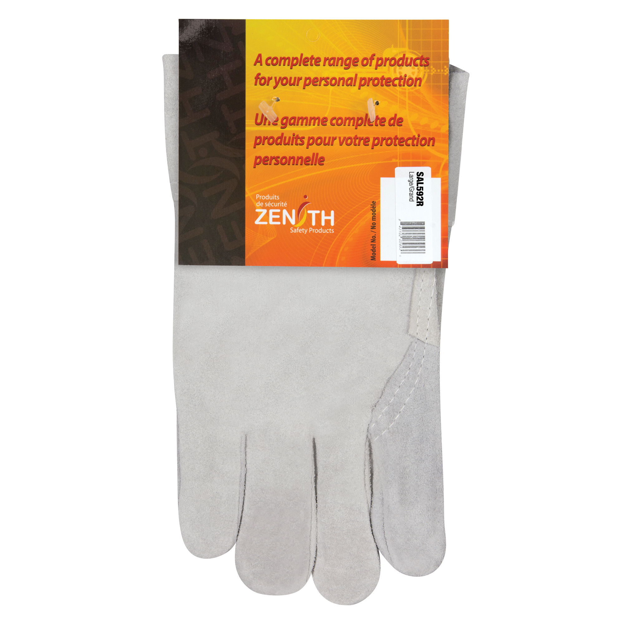 Gants de travail d'usage standard, Grand, Paume en Cuir de vache refendu