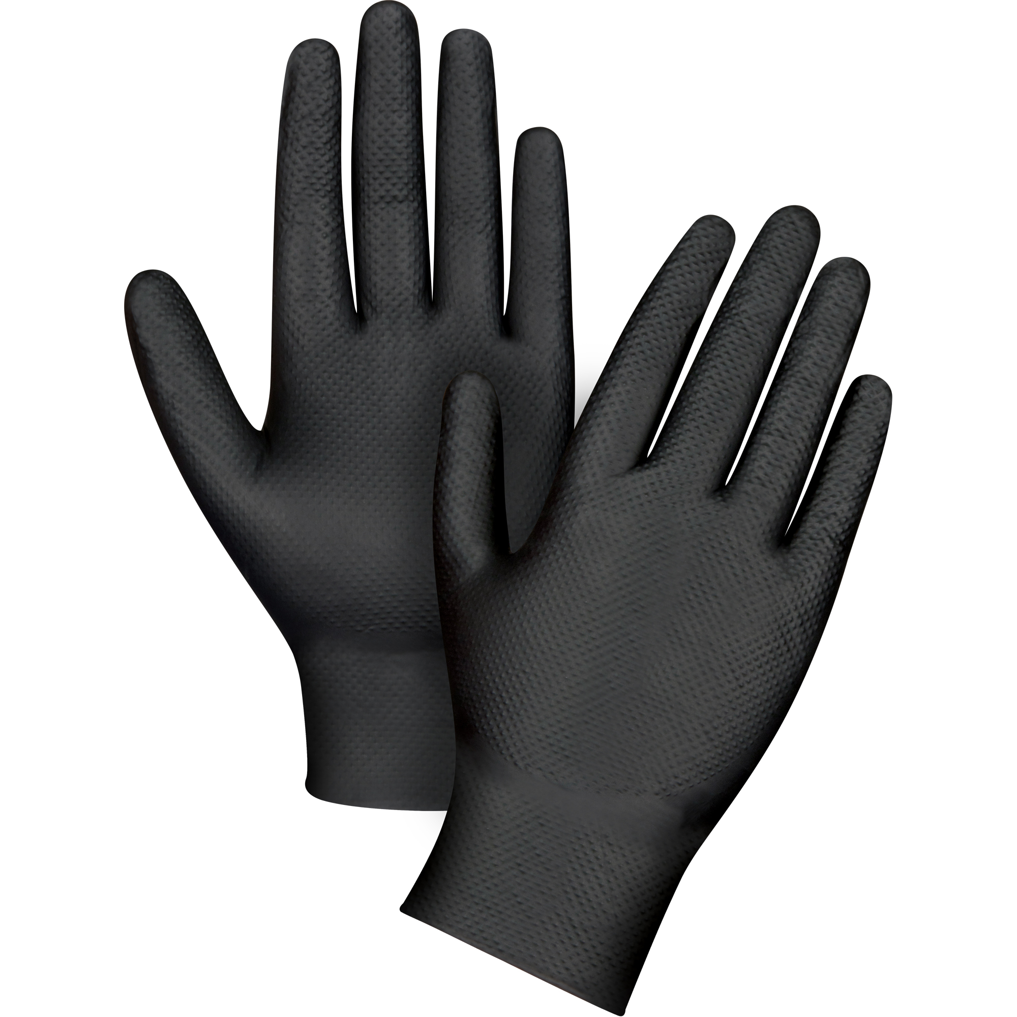 Gants d'examen de poids lourd à prise tactile, Grand, Nitrile, 8 mils, Sans poudre, Noir