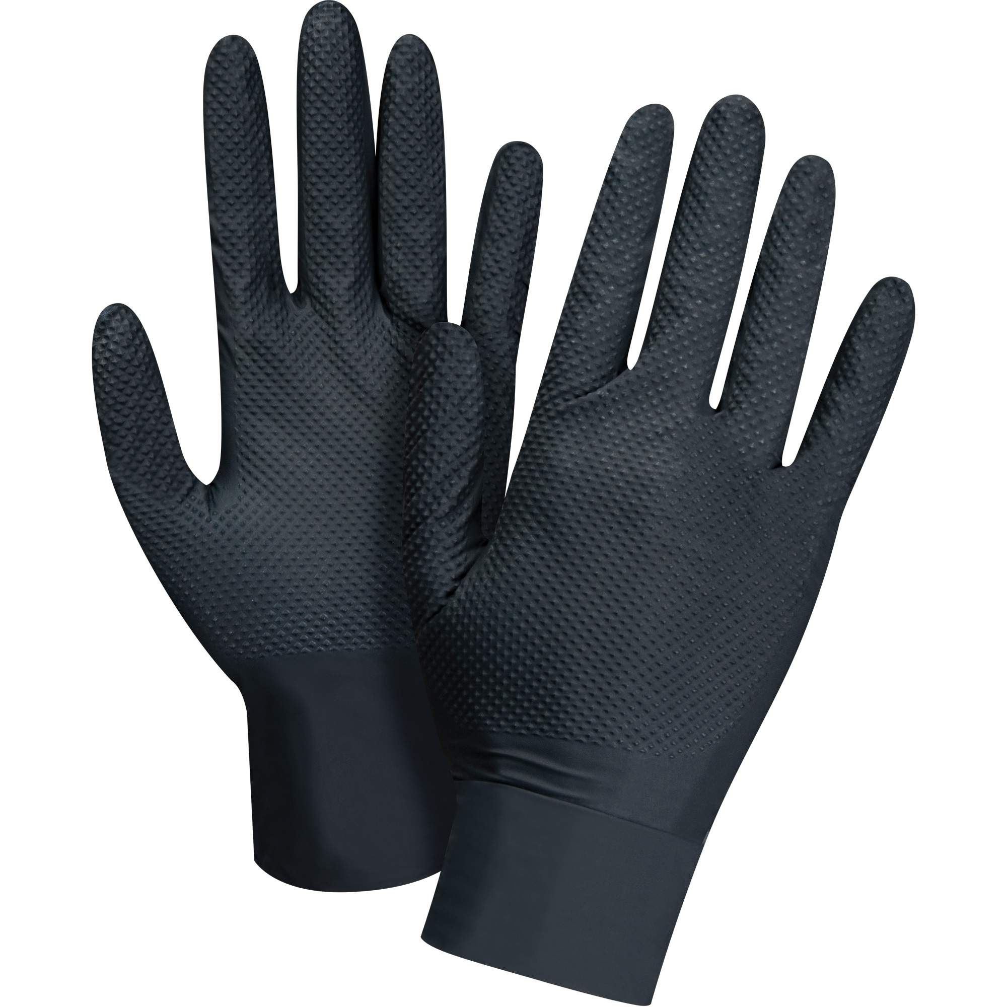 Gants d'examen de poids lourd à prise tactile, T-Grand, Nitrile, 8 mils, Sans poudre, Noir