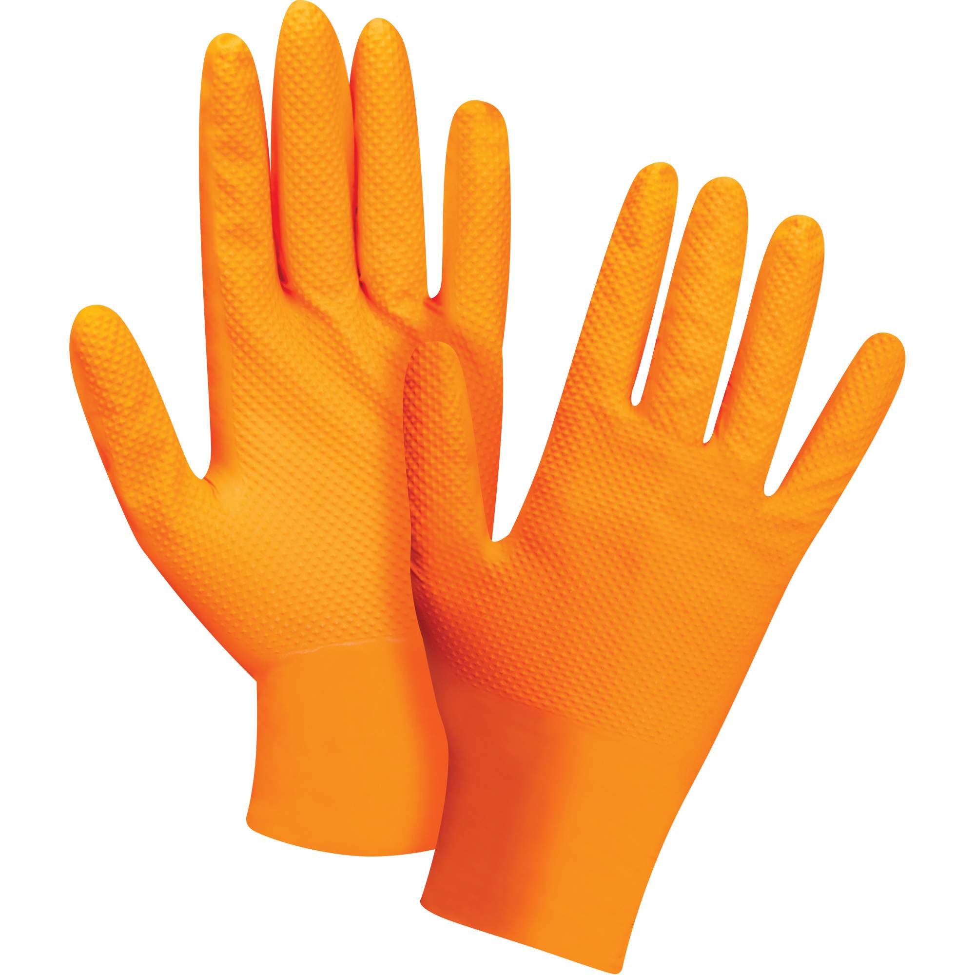 Gants d'examen de poids lourd à prise tactile, T-Grand, Nitrile, 8 mils, Sans poudre, Orange