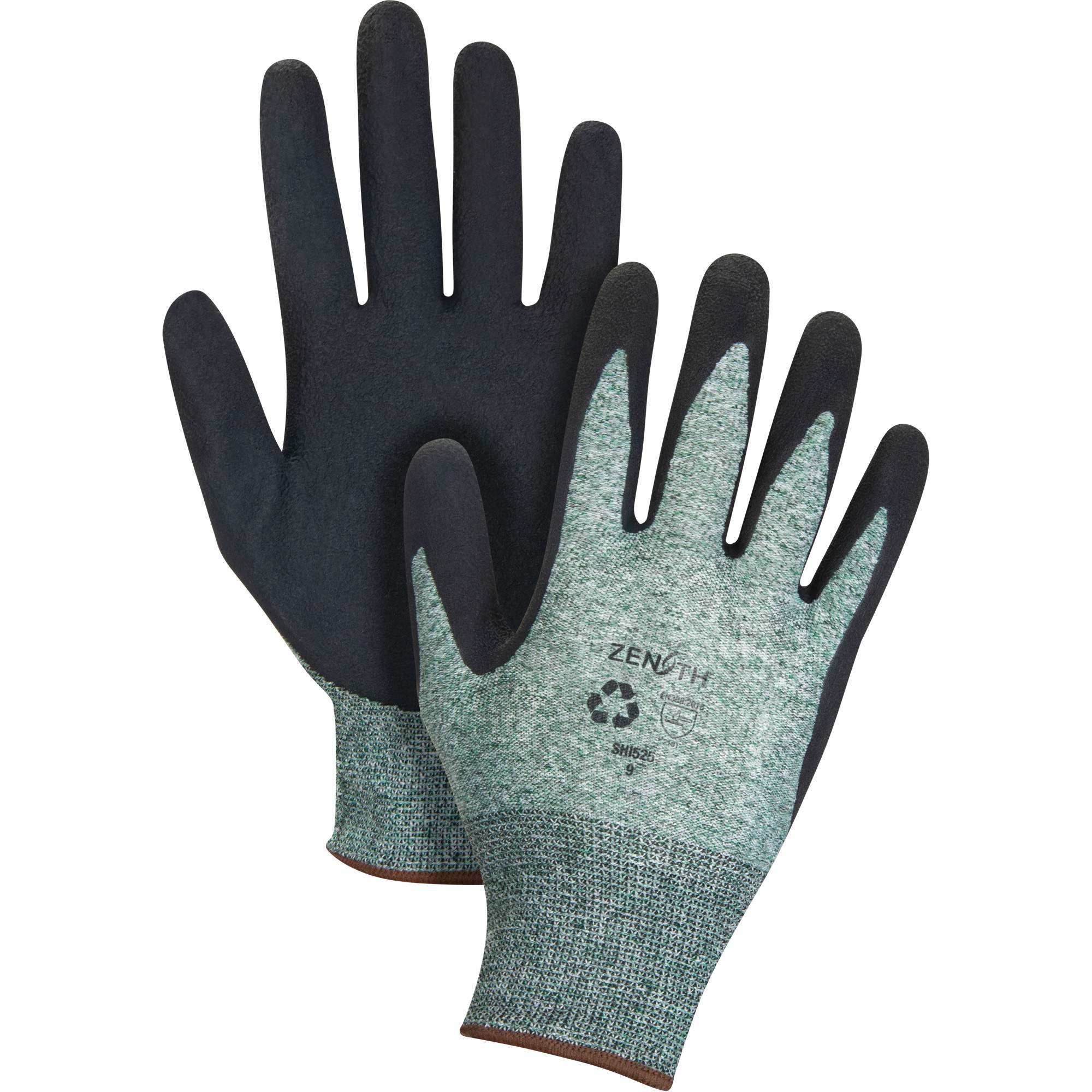 Gants écologiques enduits à prise crêpée, 10, Rêvetement Mousse de latex, Calibre 15, Enveloppe en Nylon/rPET