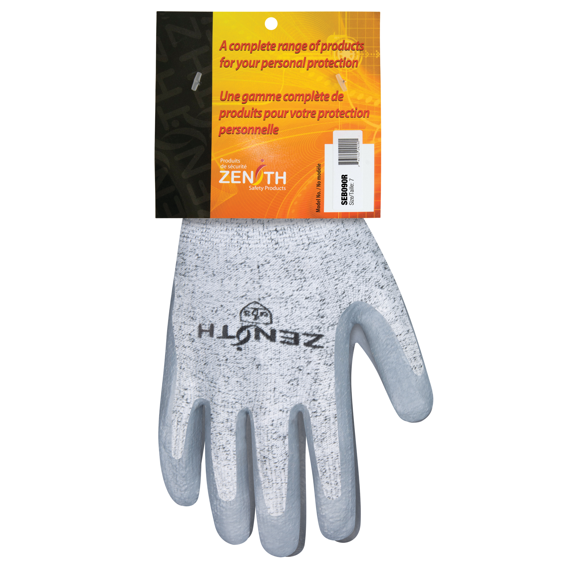 Gants élastiques sans coutures résistants à la coupe, Taille 7, Calibre 13, Revêtement Nitrile, Enveloppe en PEHP, EN 388 niveau 3