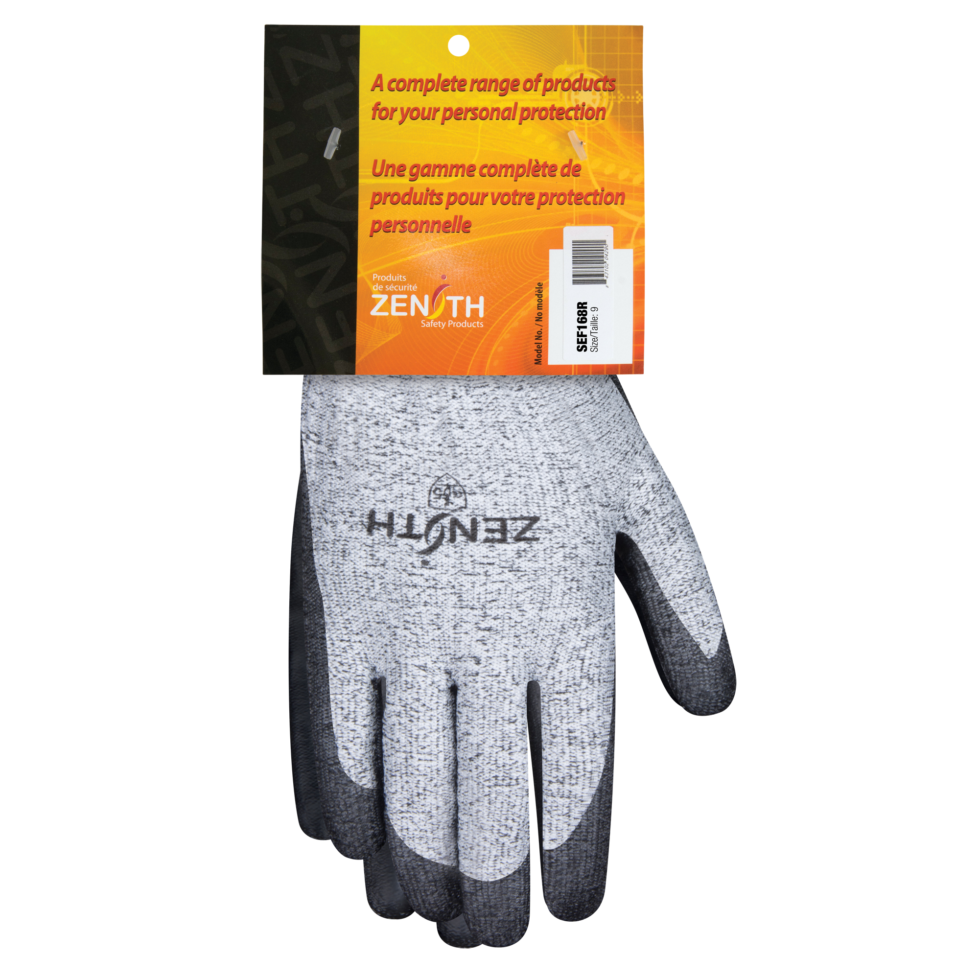 Gants élastiques sans coutures résistants à la coupe, Taille 9, Calibre 13, Revêtement Polyuréthane, Enveloppe en PEHP, ANSI/ISEA 105 niveau 4/EN 388 niveau 5