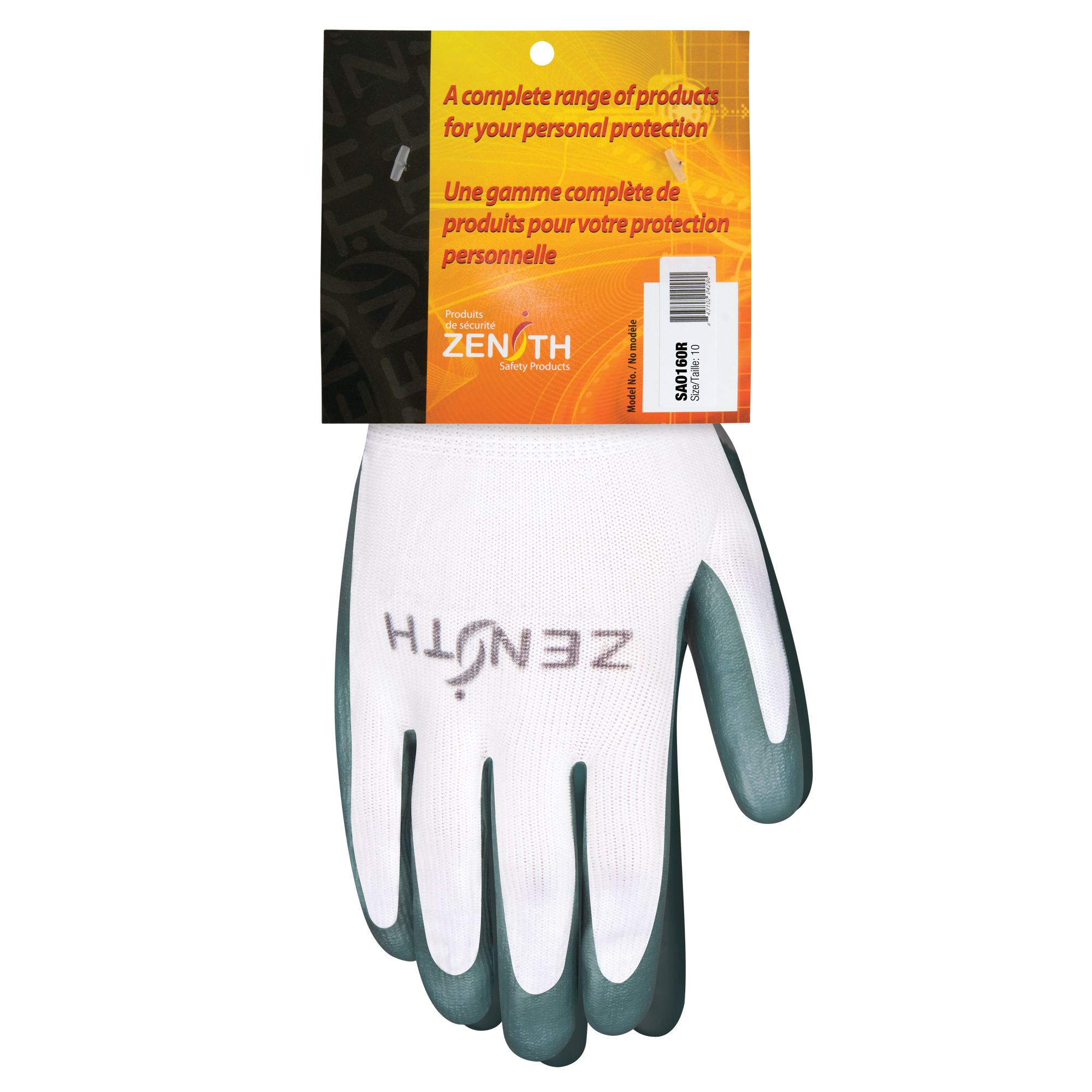 Gants enduits confortables de première qualité, 10, Rêvetement Nitrile, Calibre 13, Enveloppe en Polyester