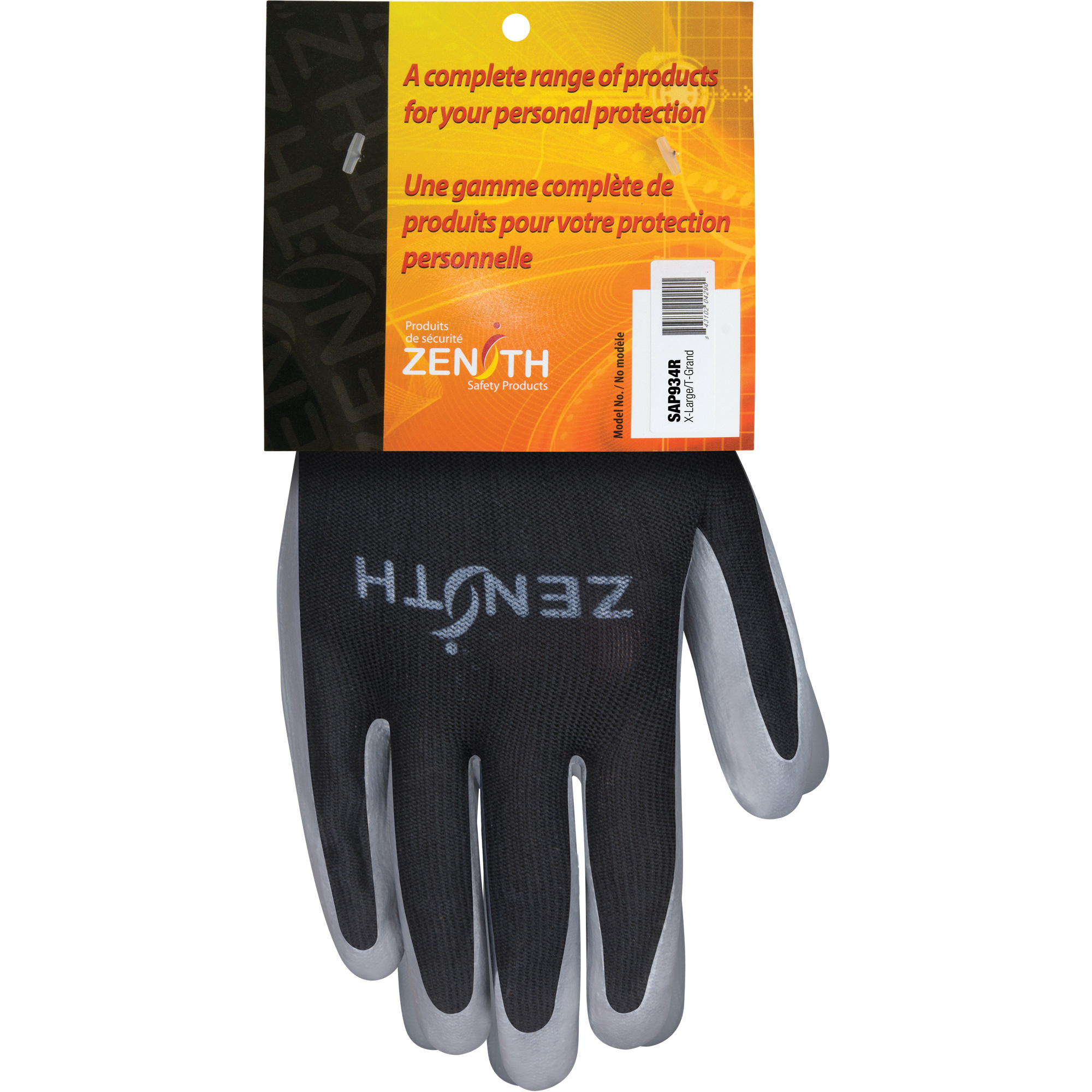 Gants enduits confortables de première qualité, 10/T-Grand, Rêvetement Nitrile, Calibre 13, Enveloppe en Polyester