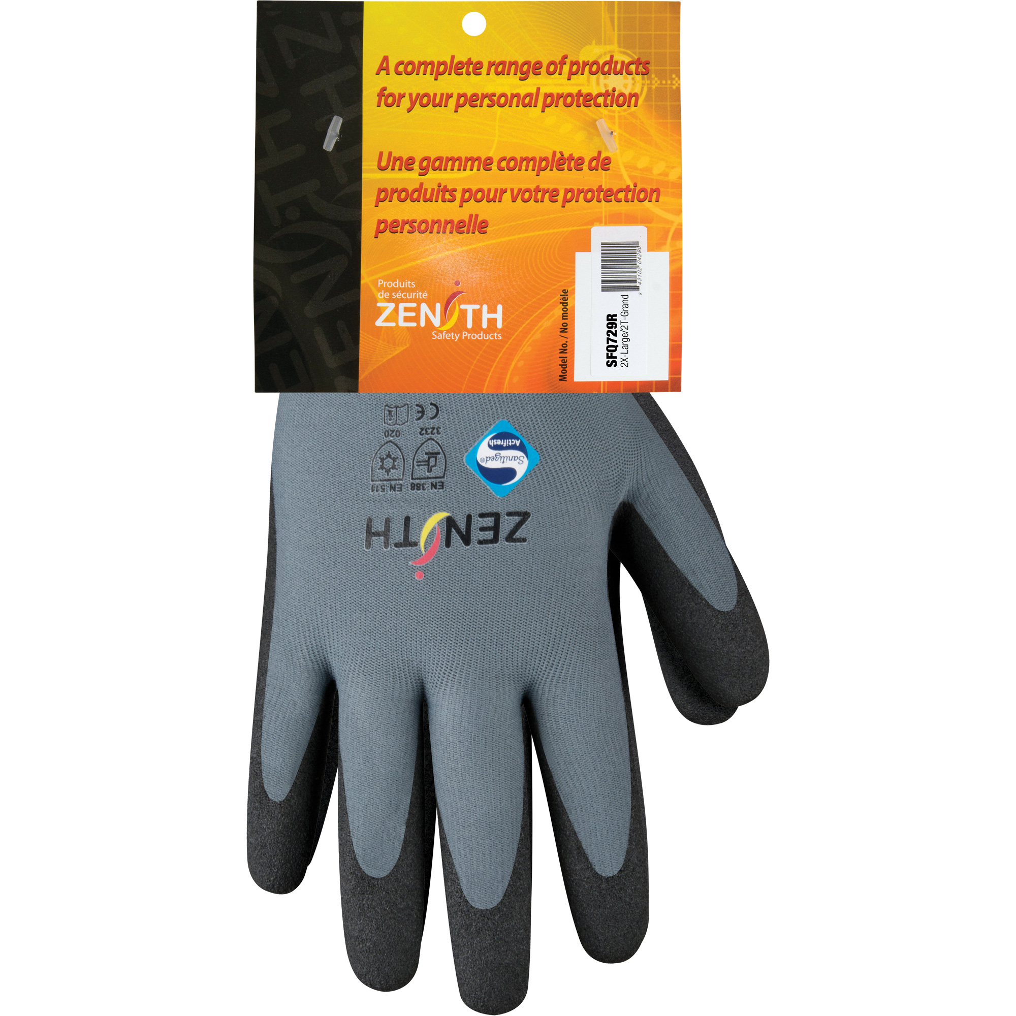 Gants enduits de première qualité ZX-30°, 11/2T-Grand, Rêvetement PVC, Calibre 15, Enveloppe en Nylon