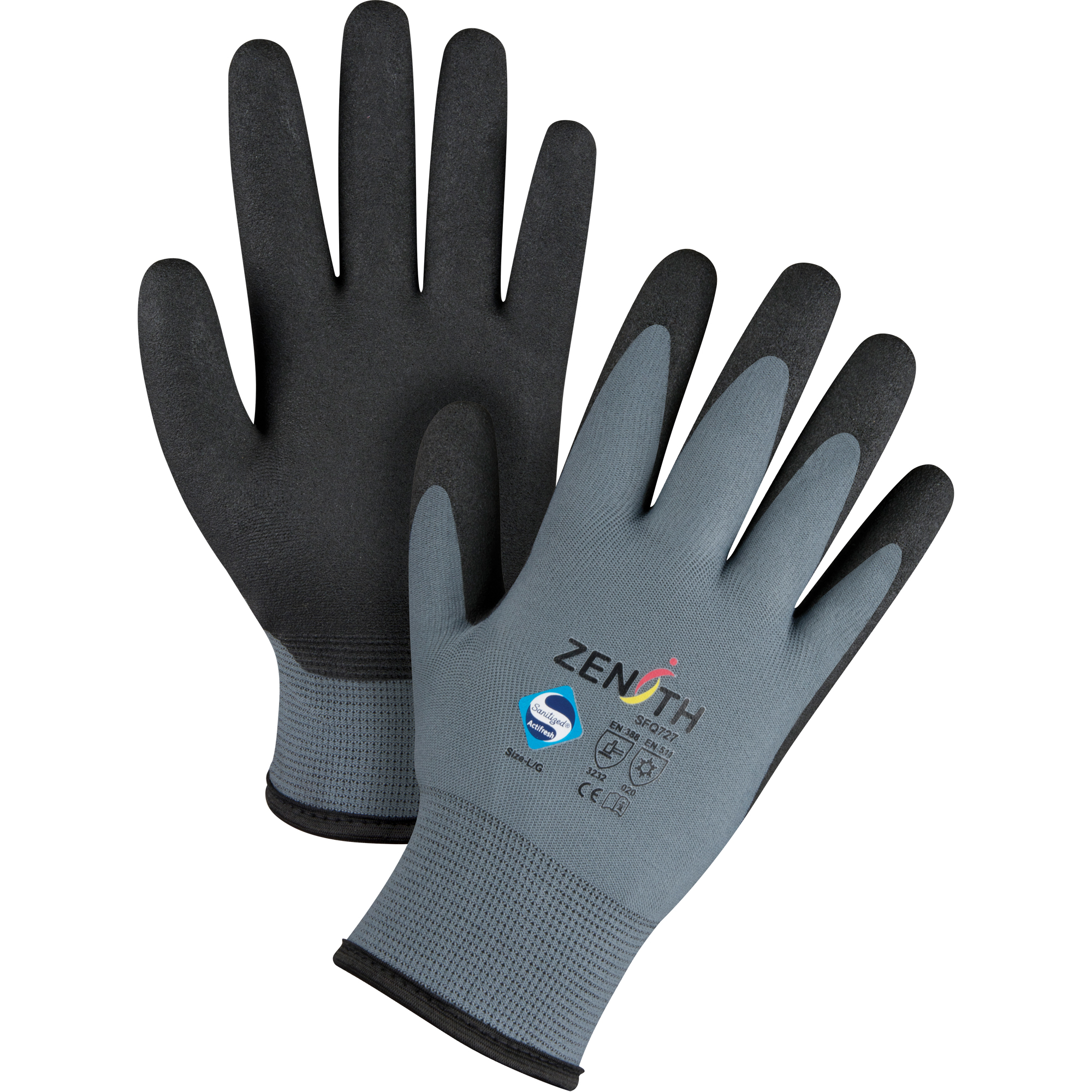 Gants enduits de première qualité ZX-30°, 9/Grand, Rêvetement PVC, Calibre 15, Enveloppe en Nylon
