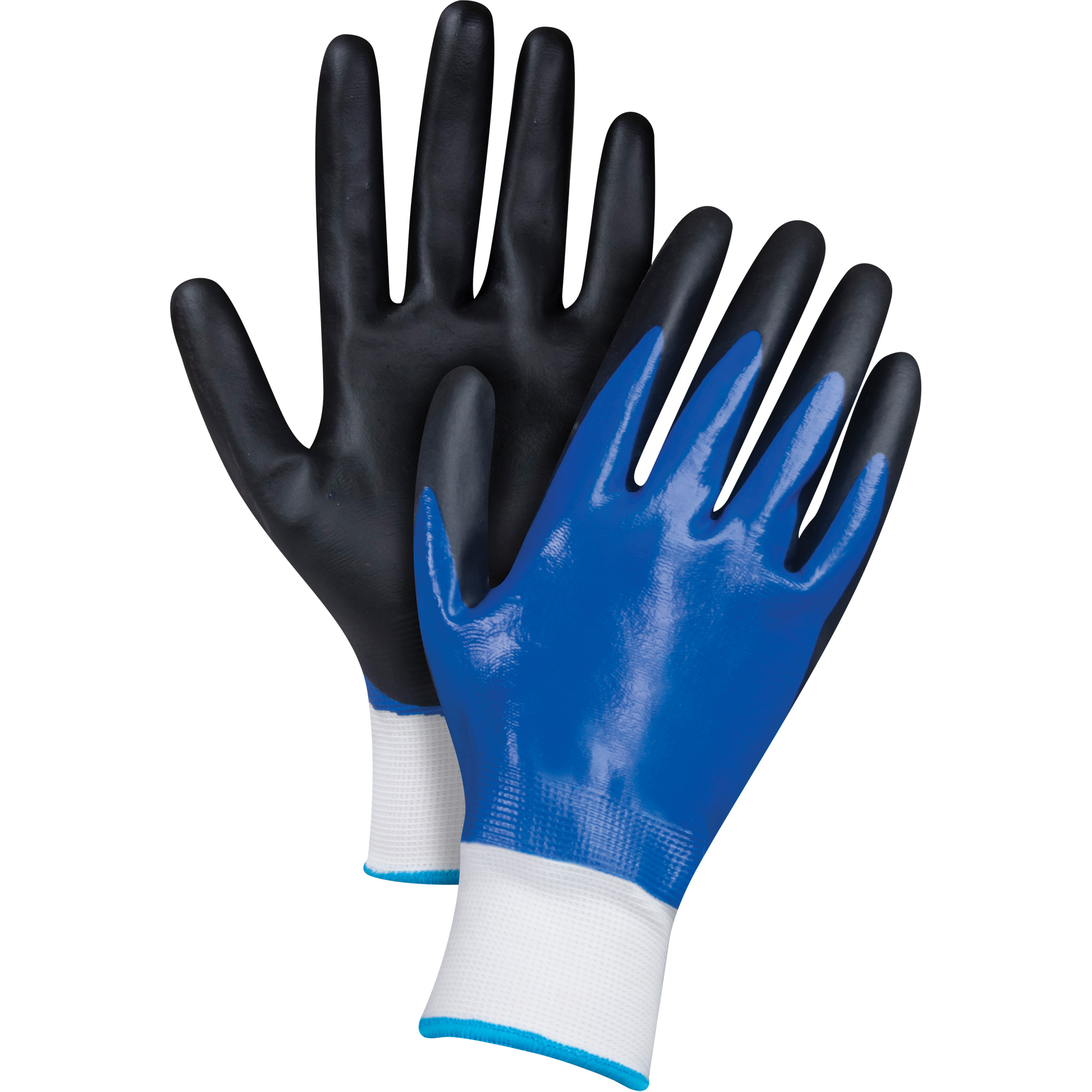 Gants enduits noir & bleu, T-Grand, Rêvetement Mousse de nitrile, Calibre 15, Enveloppe en Nylon