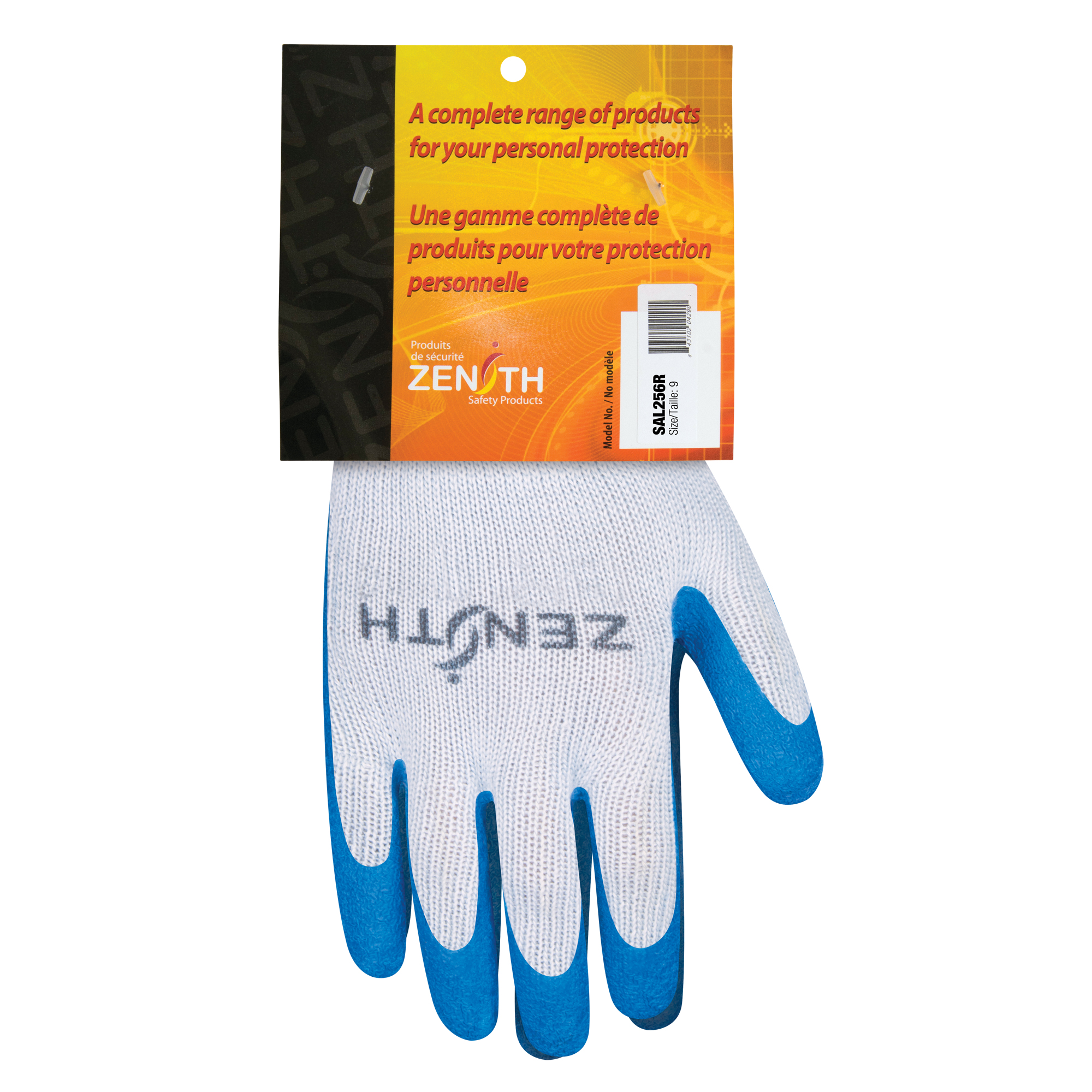 Gants enduits tricoté sans couture en caoutchouc naturel, 9, Rêvetement Latex de caoutchouc, Calibre 10, Enveloppe en Polyester/Coton