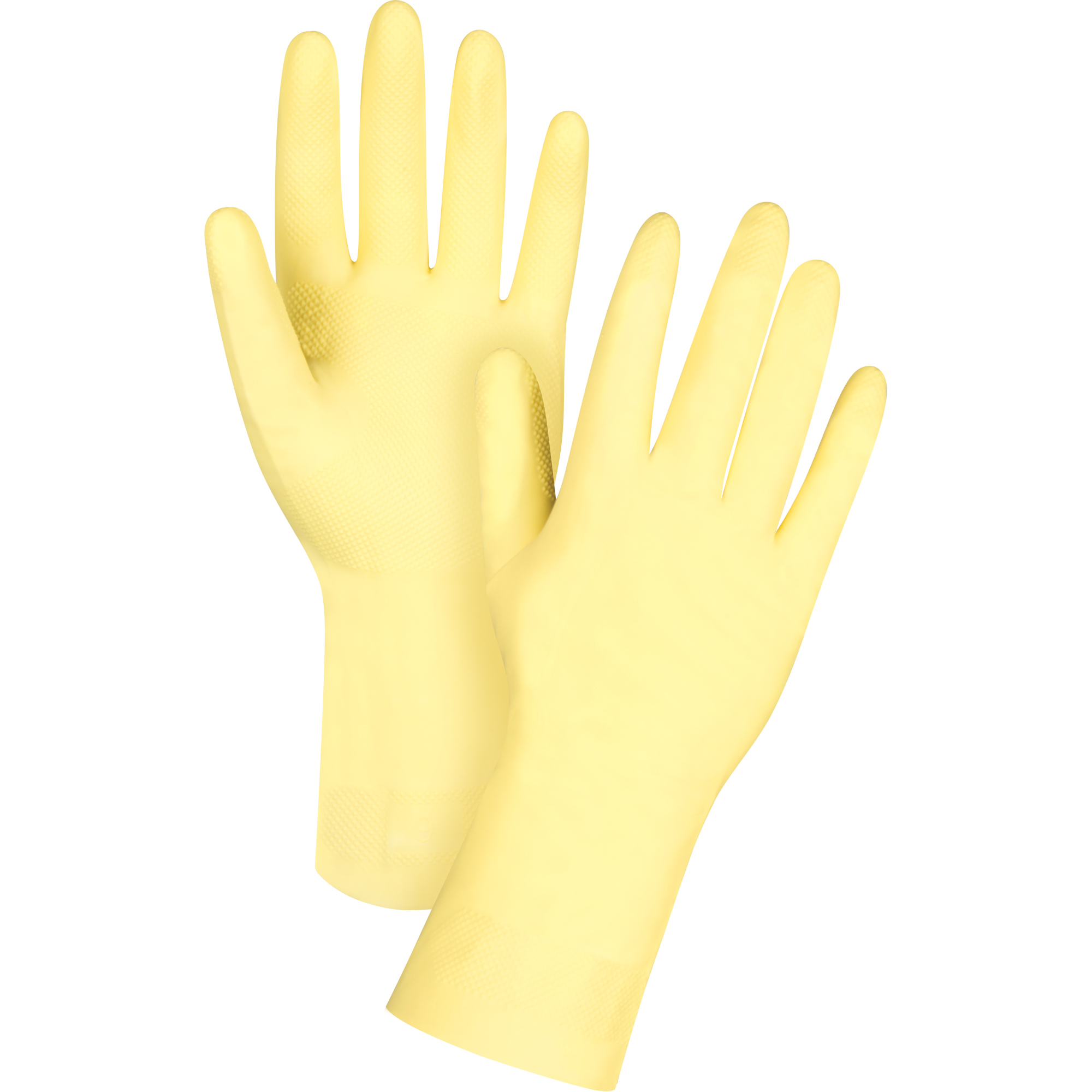 Gants jaune canari de première qualité résistants aux produits chimiques, Taille T-Grand/10, 12" lo, Latex de caoutchouc, Doublure en Ouatée, 18 mils