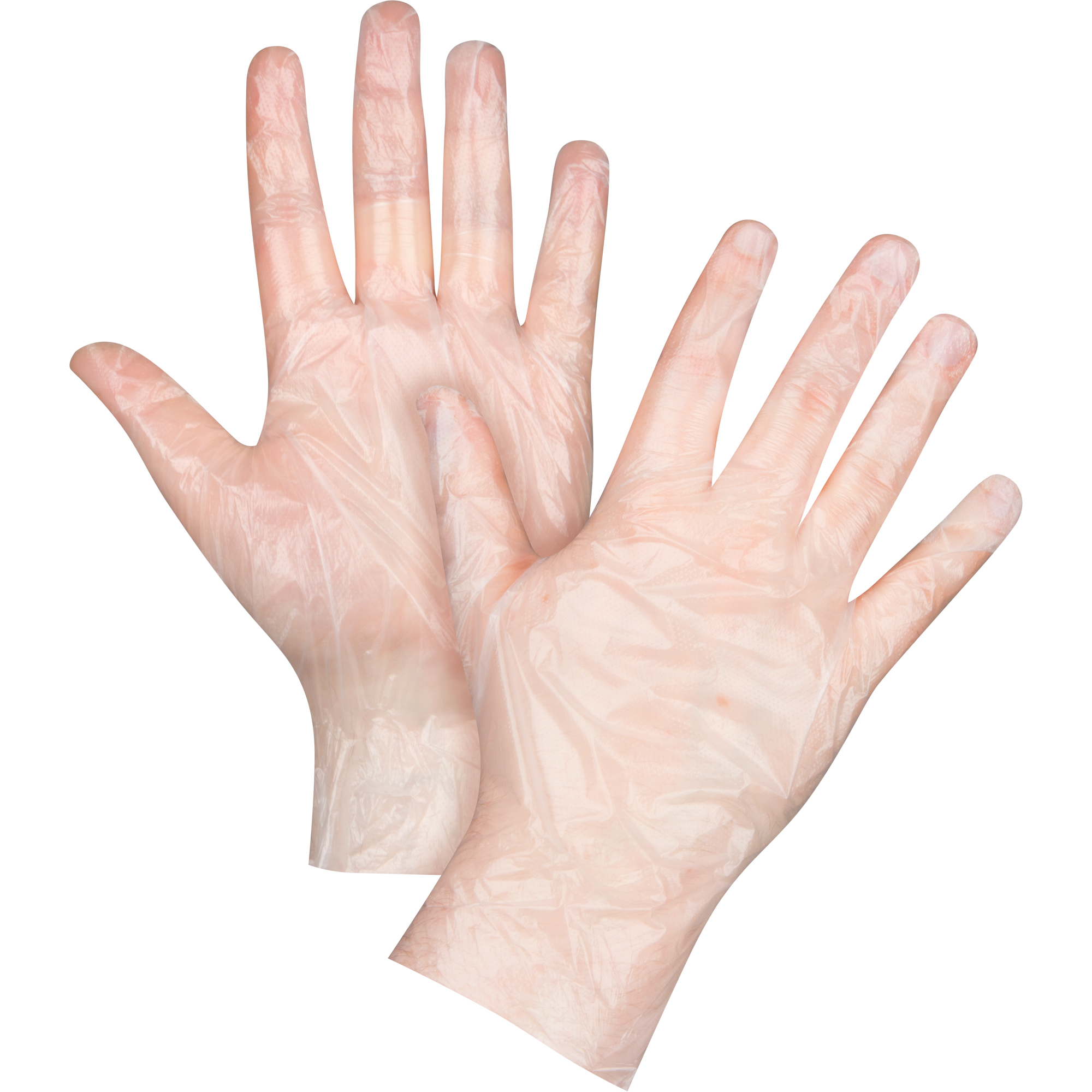 Gants jetables économiques, Grand, Polyéthylène, 1 mil, Sans poudre, Transparent