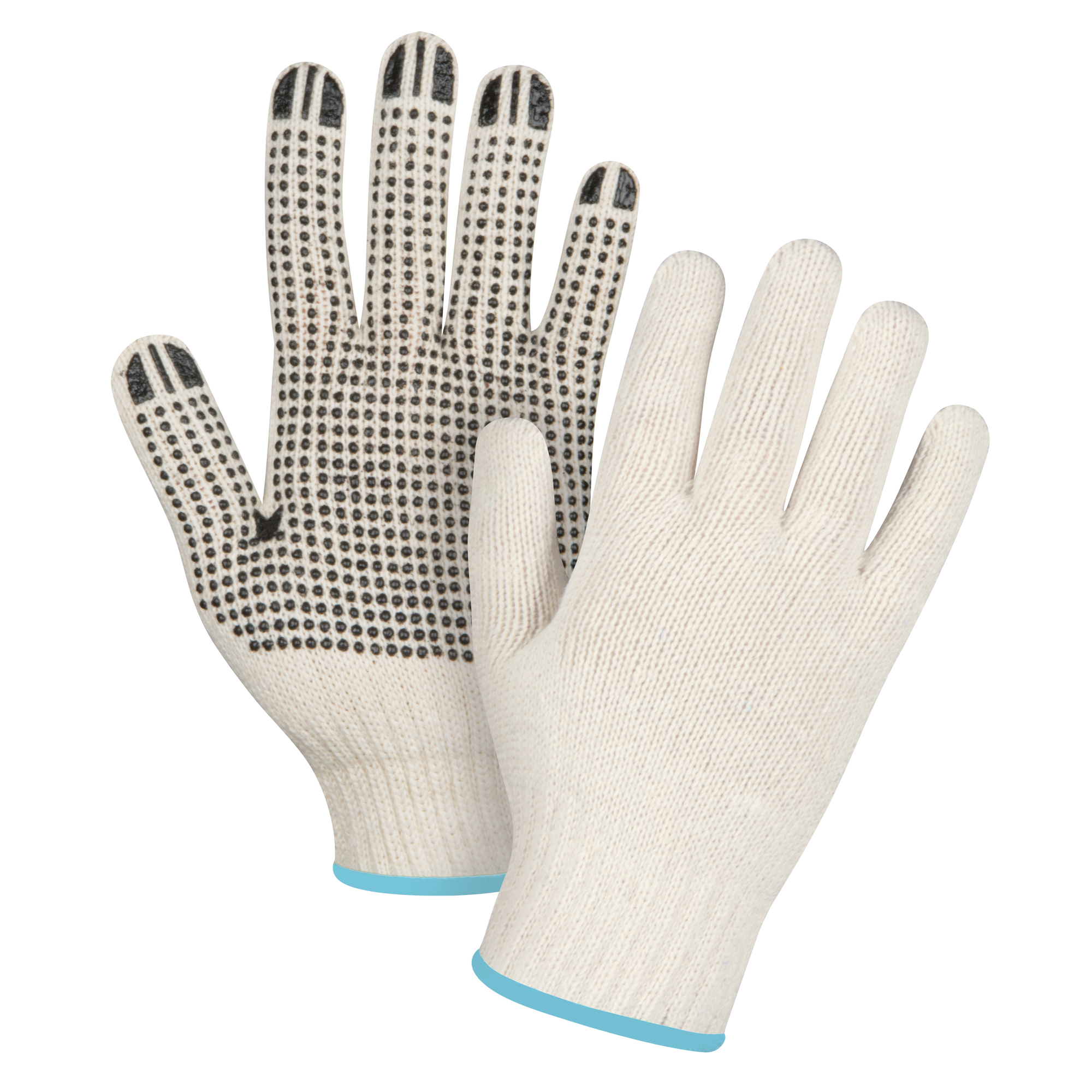 Gants légers tricotés à pois, Poly/coton, Un côté, Calibre 7, T-Grand