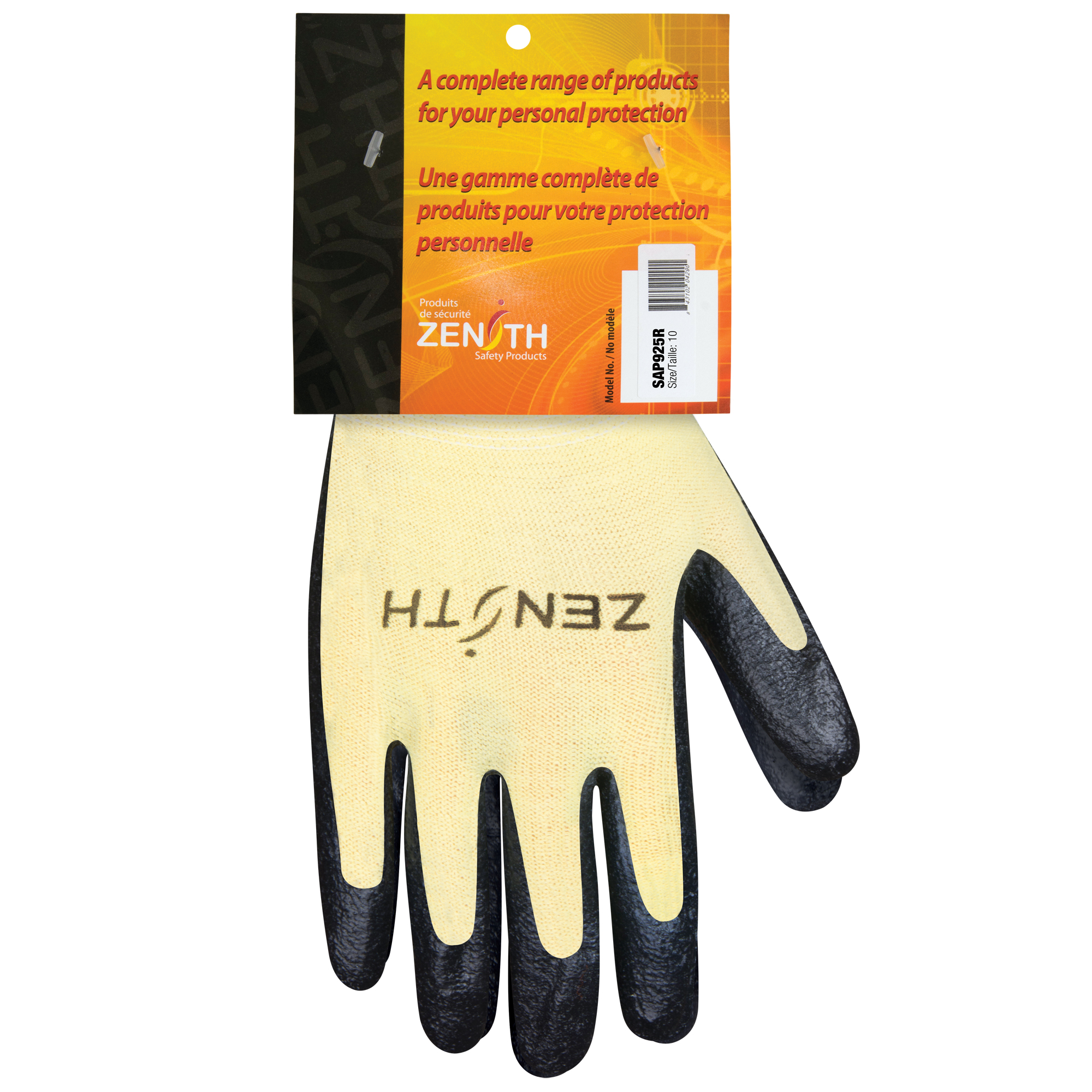 Gants résistants à la coupe avec prise supérieure, Taille 10, Calibre 13, Revêtement Mousse de nitrile, Enveloppe en KevlarMD, EN 388 niveau 5