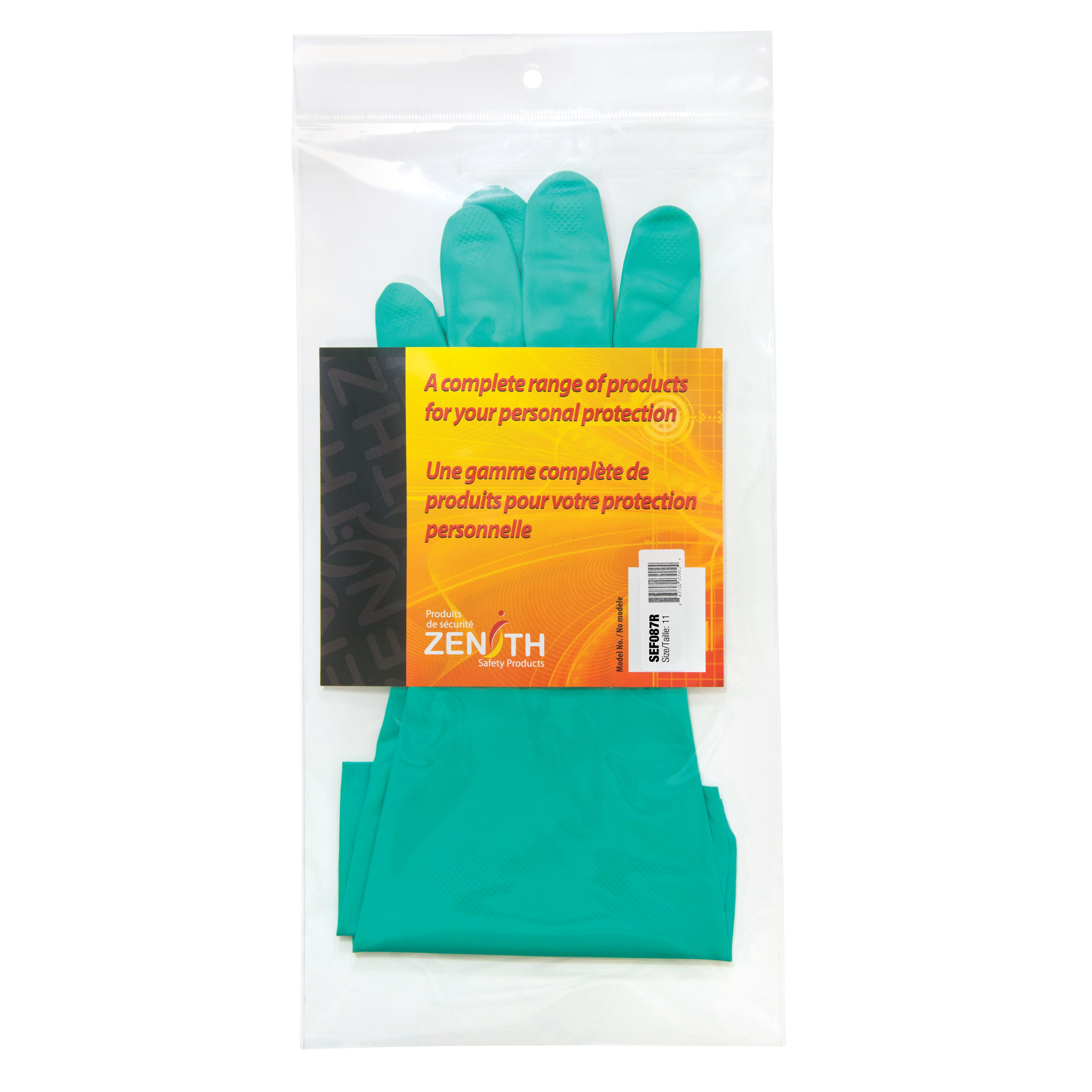 Gants résistants aux produits chimiques à prise en losange, Taille 2T-Grand, 13" lo, Nitrile, Doublure en Ouatée, 13 mils