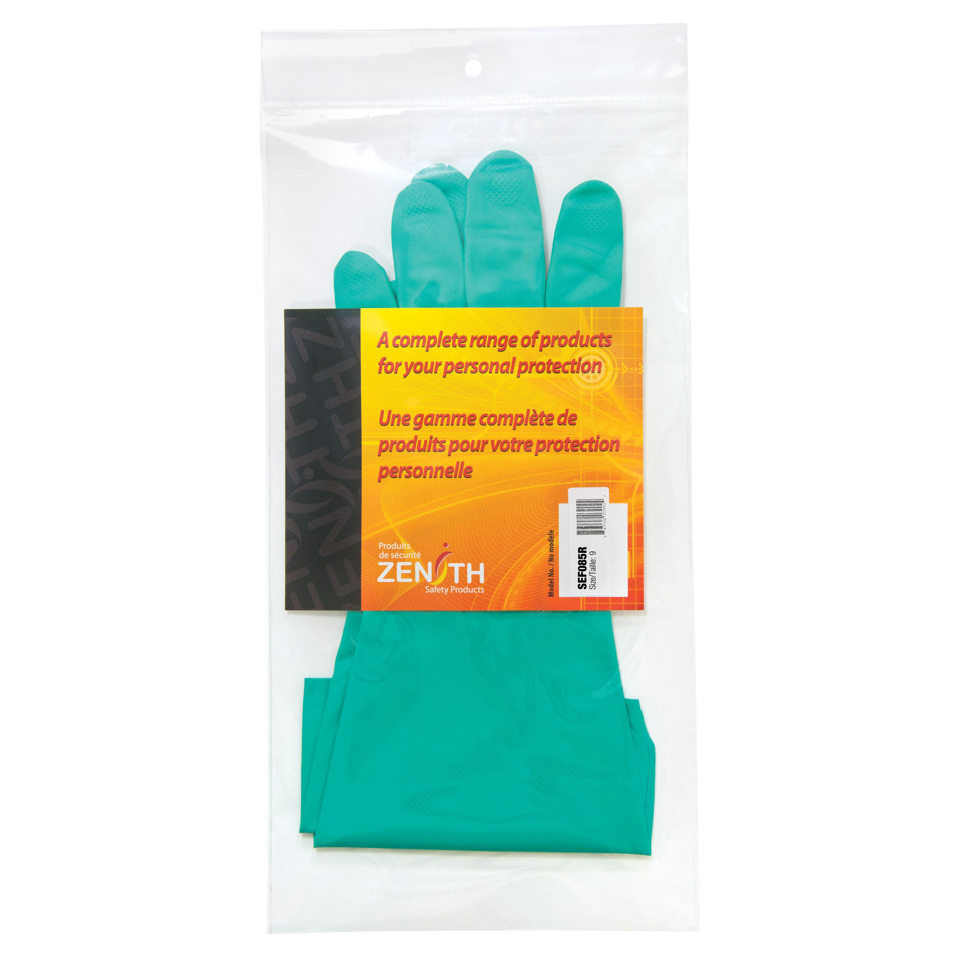 Gants résistants aux produits chimiques à prise en losange, Taille 9, 13" lo, Nitrile, Doublure en Ouatée, 13 mils
