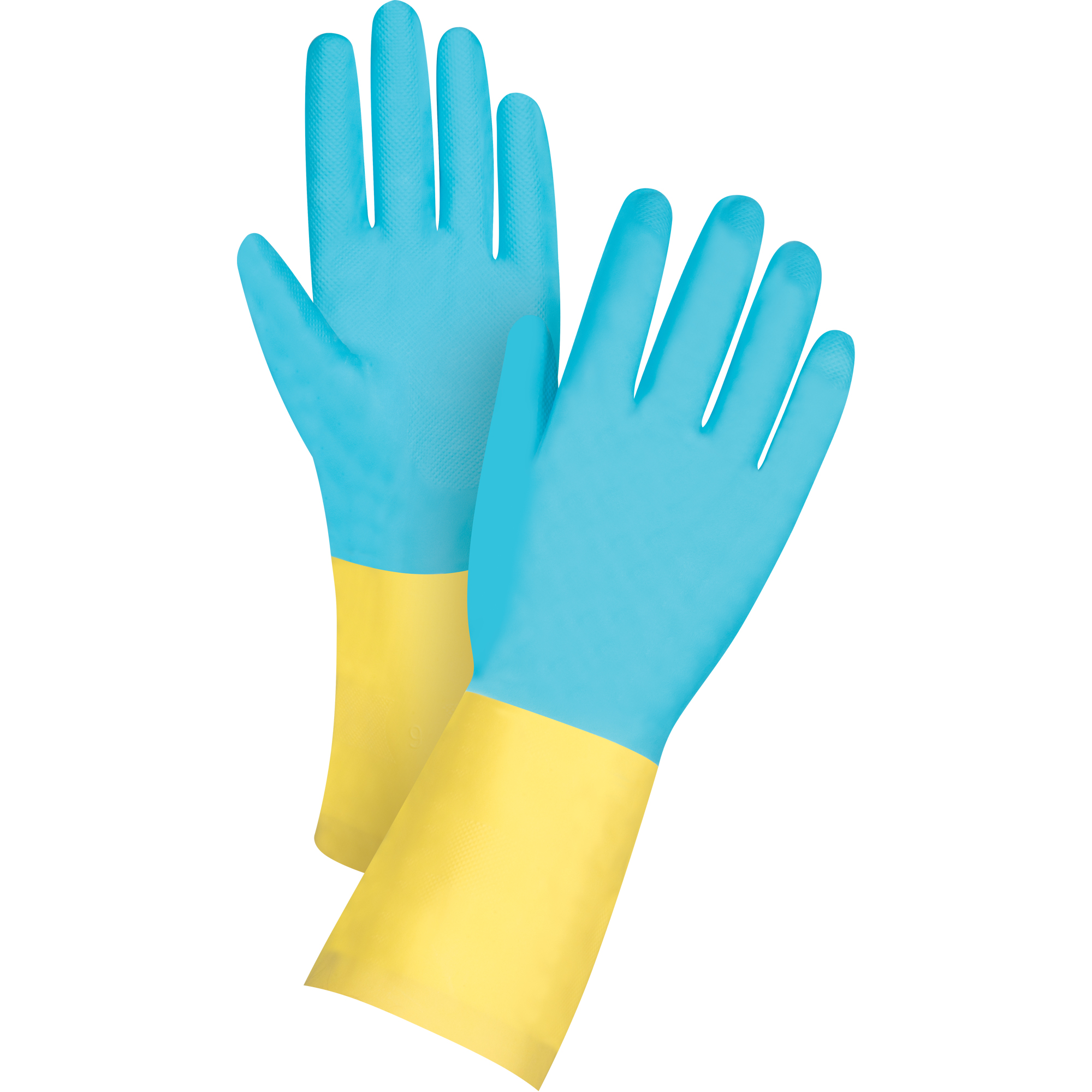 Gants trempés de première qualité résistants aux produits chimiques, Taille T-Grand/10, 12" lo, Néoprène/Latex de caoutchouc, Doublure en Coton/Ouatée, 20 mils