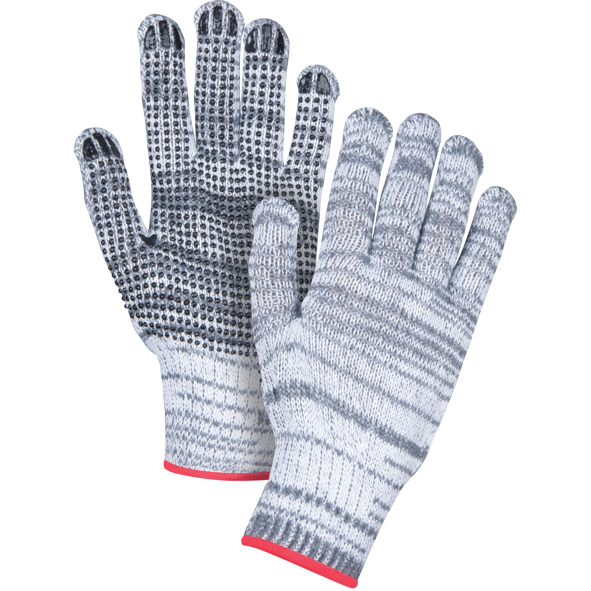 Gants tricotés à pois, Poly/coton, Un côté, Calibre 7, Grand