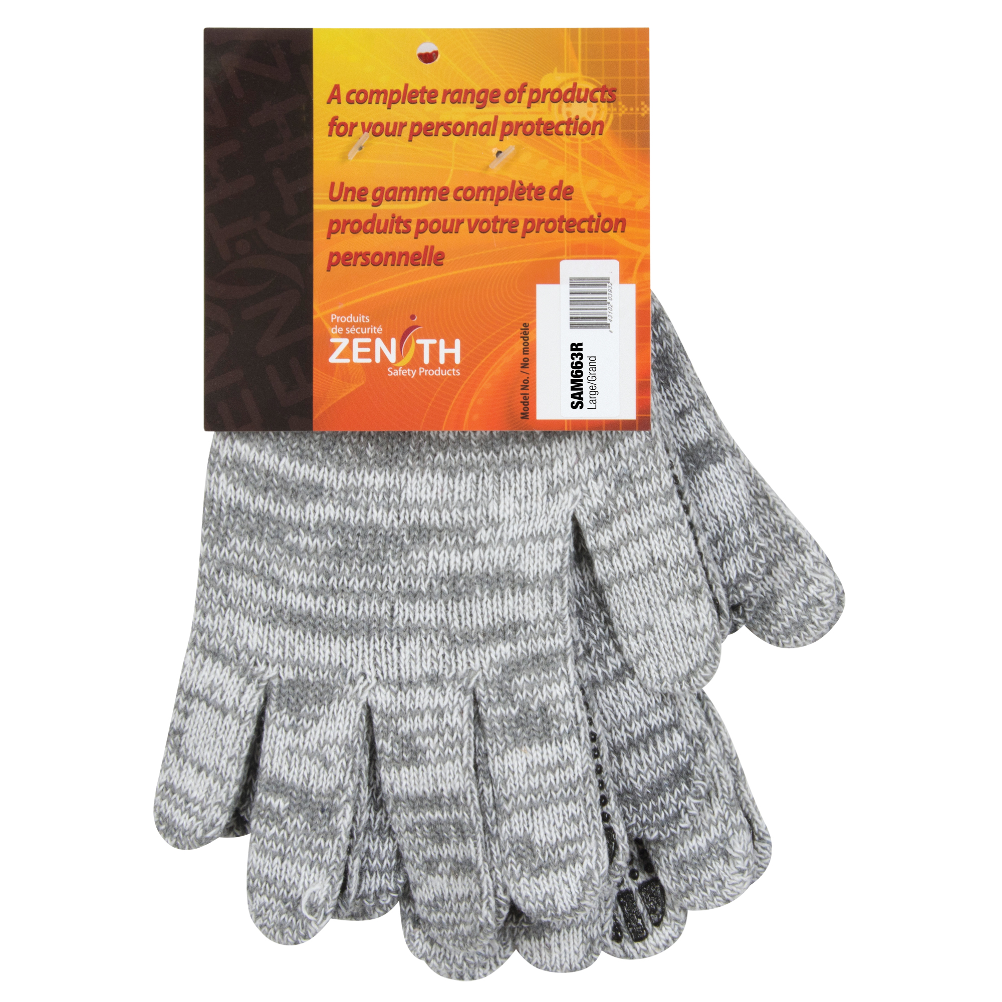 Gants tricotés à pois, Poly/coton, Un côté, Calibre 7, Grand