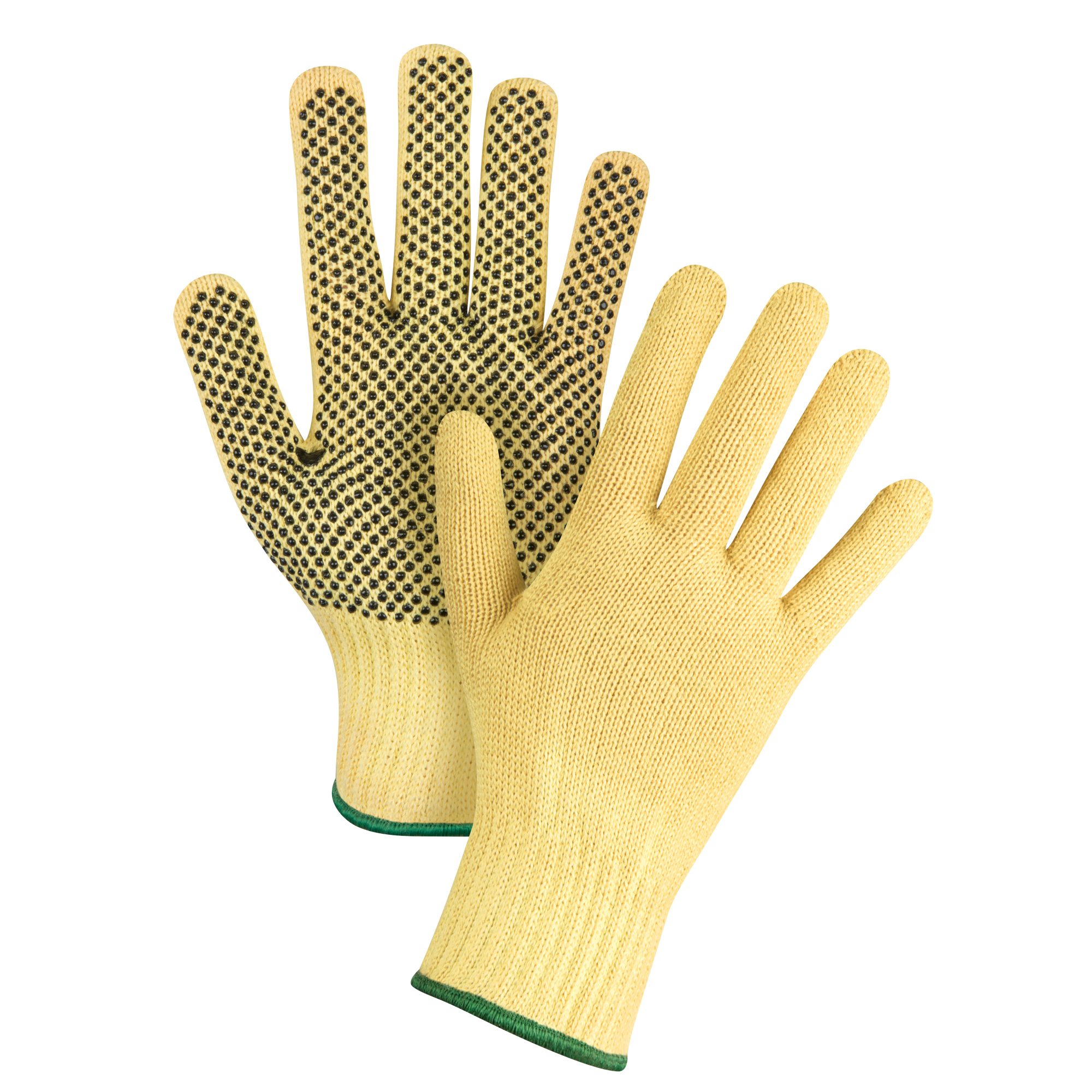Gants tricotés sans couture à pois, Taille Moyen/8, Calibre 7, Revêtement PVC, Enveloppe en KevlarMD, ASTM ANSI niveau A2/EN 388 niveau 3