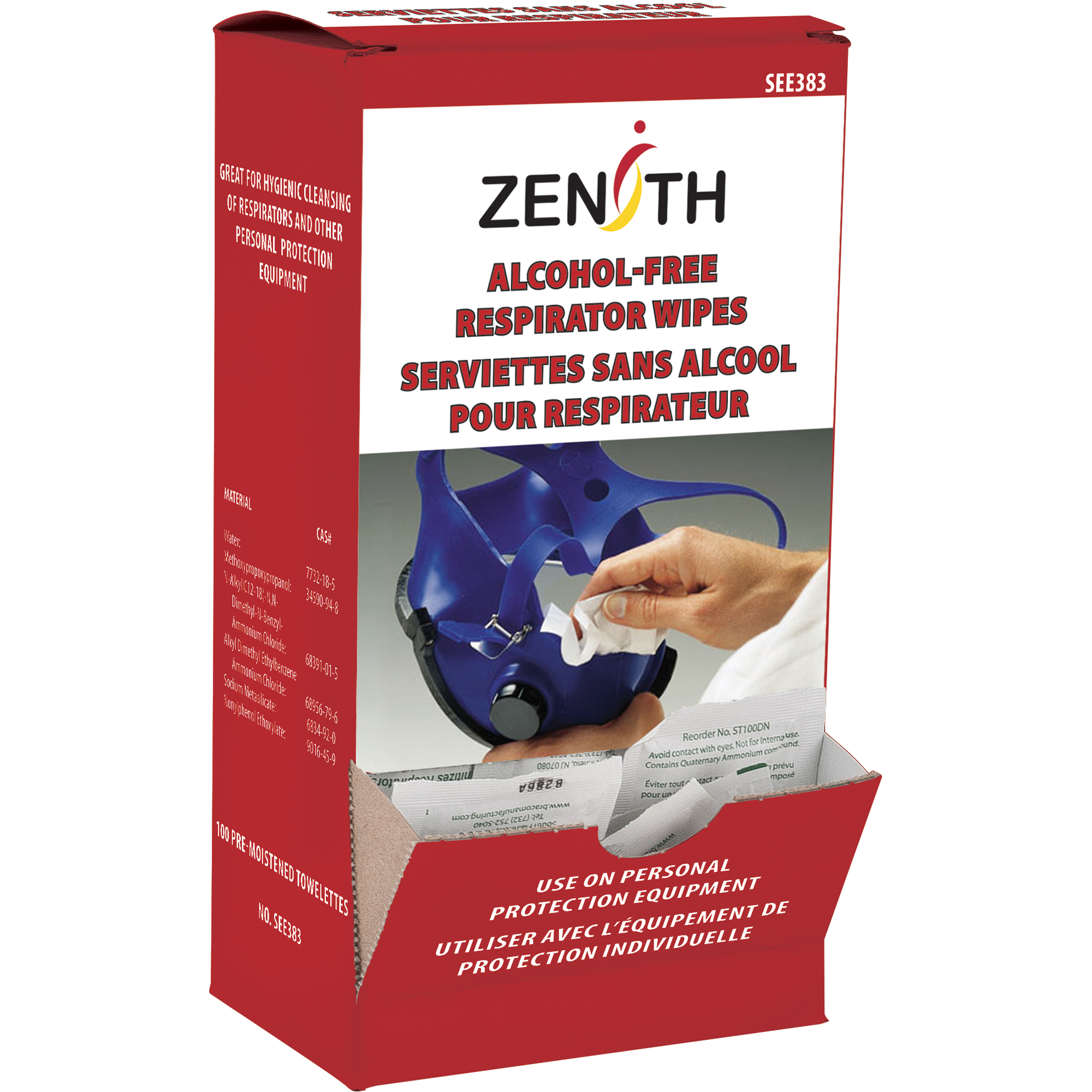 Lingettes nettoyantes pour respirateurs et EPI, Lingettes