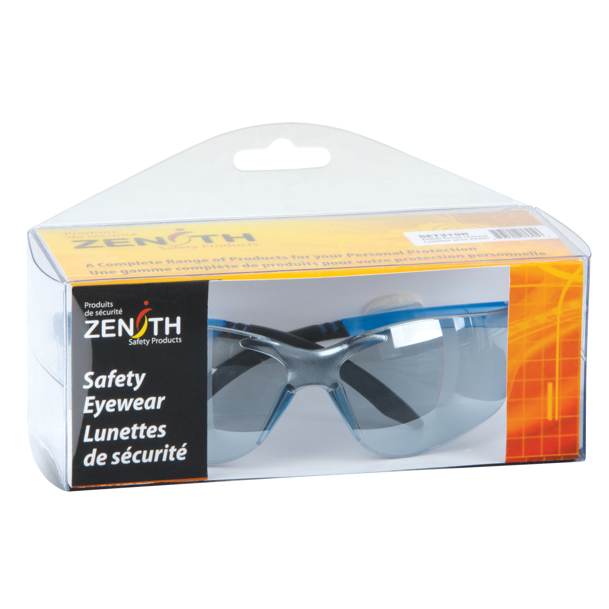 Lunettes de sécurité série Z2400, Lentille Bleu/Miroir intérieur/extérieur, Anti-égratignures, ANSI Z87+