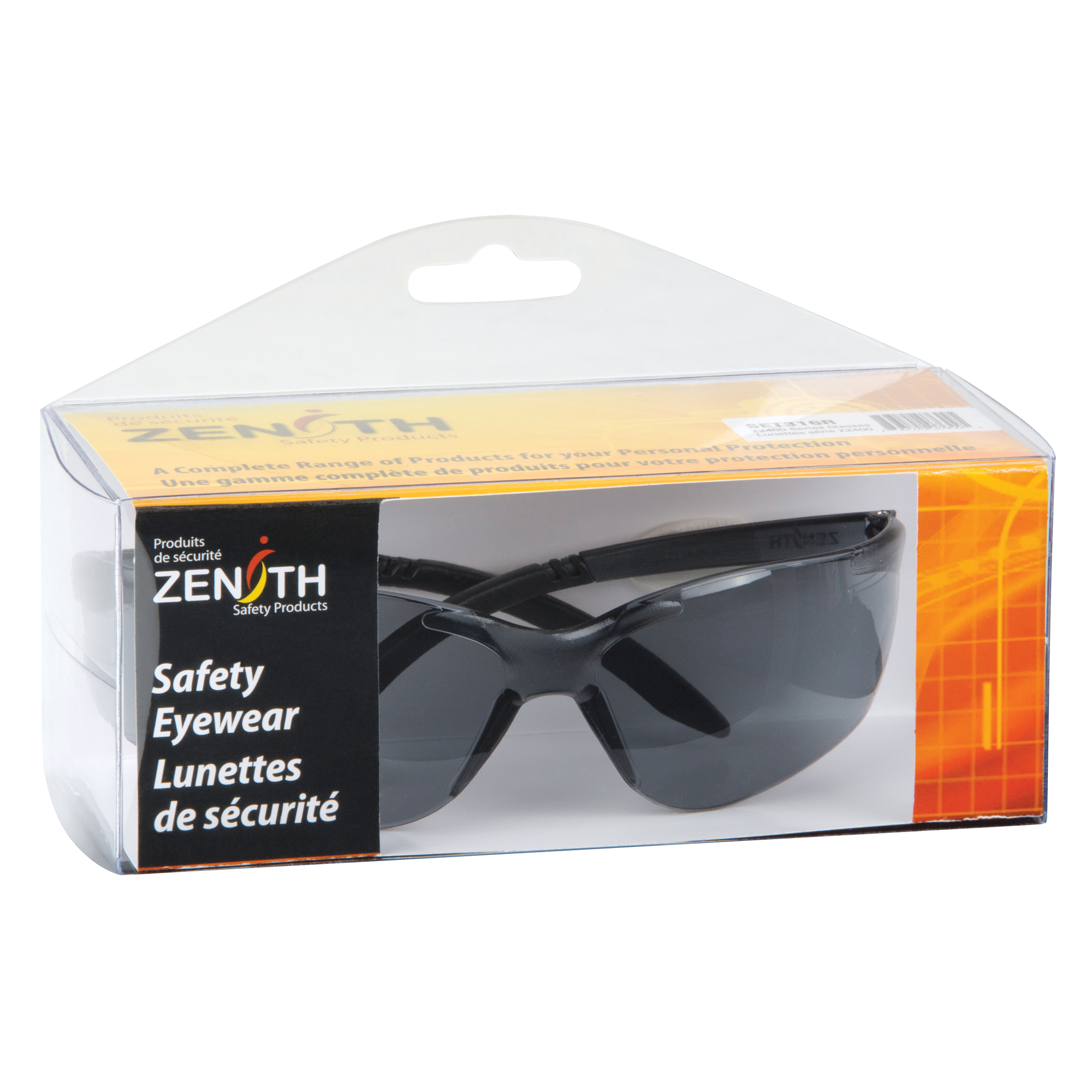 Lunettes de sécurité série Z2400, Lentille Grise/fumée, Anti-égratignures, ANSI Z87+