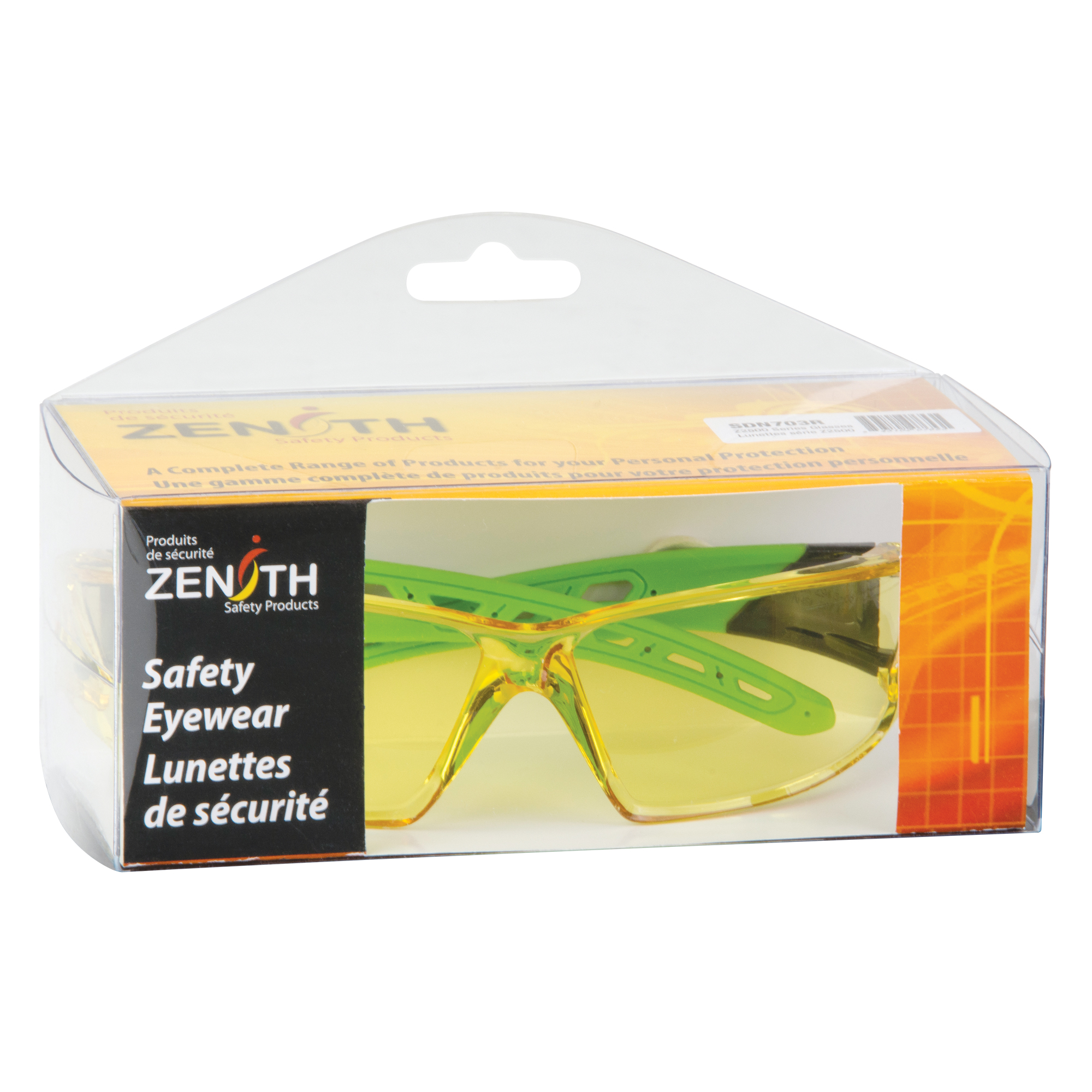 Lunettes de sécurité série Z2500, Lentille Ambrée, Anti-égratignures, ANSI Z87+/Répond ou surpasse la norme CSA Z94.3