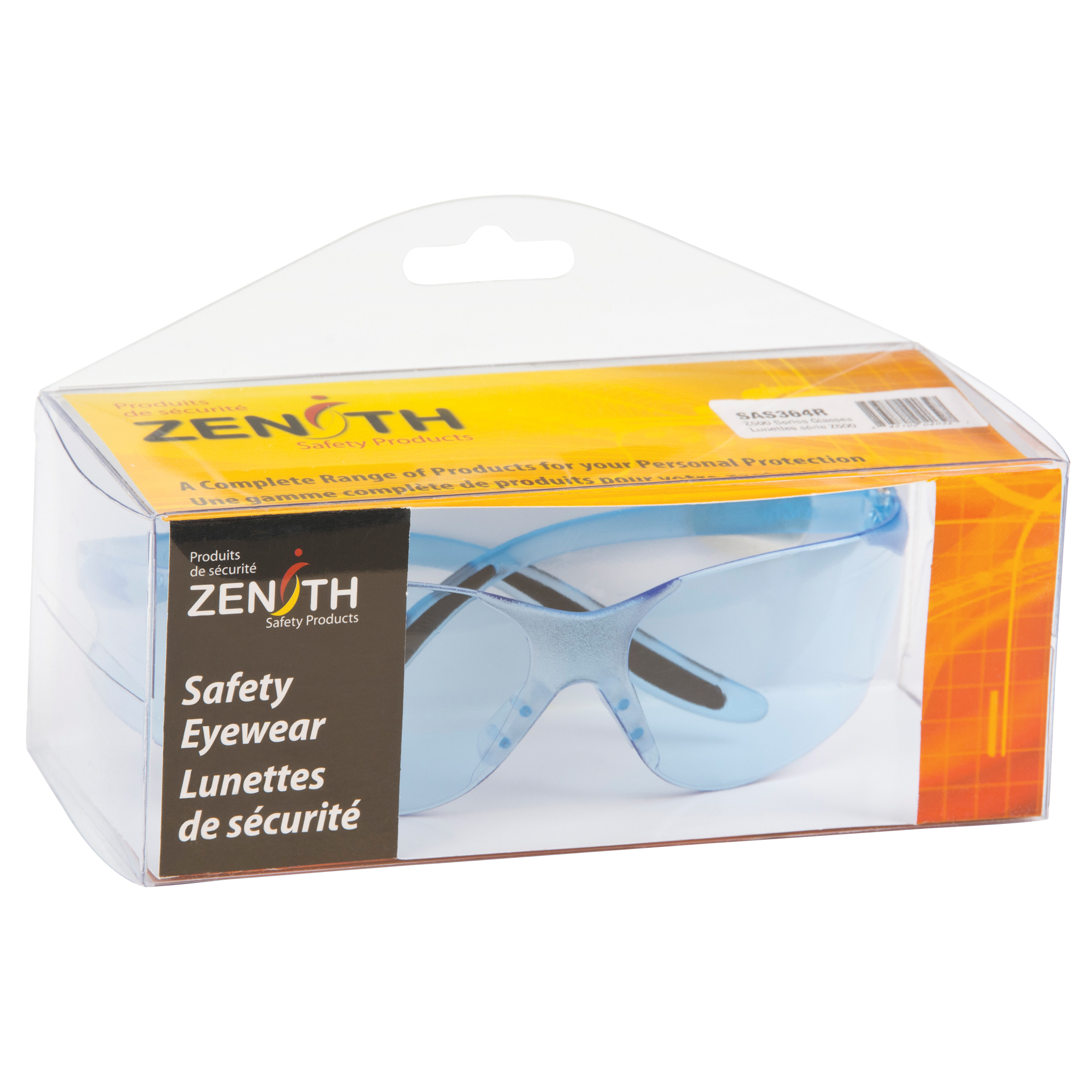 Lunettes de sécurité série Z500, Lentille Bleu, Anti-égratignures, Répond ou surpasse la norme CSA Z94.3