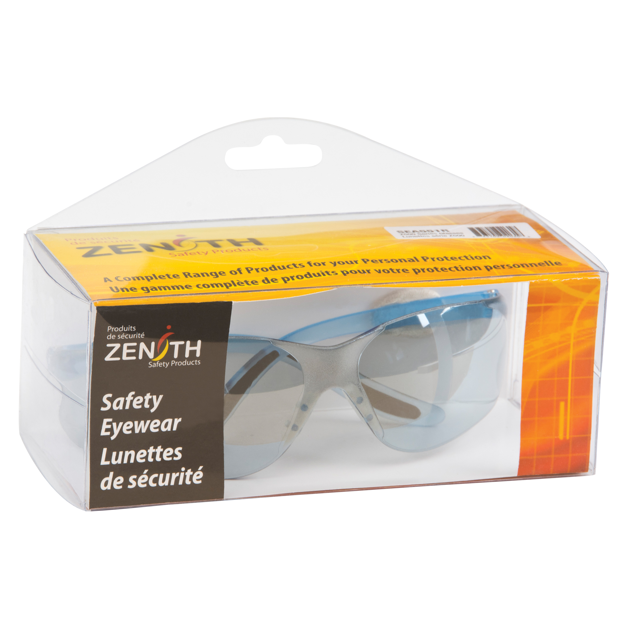 Lunettes de sécurité série Z500, Lentille Bleu/Miroir intérieur/extérieur, Anti-égratignures, Répond ou surpasse la norme CSA Z94.3
