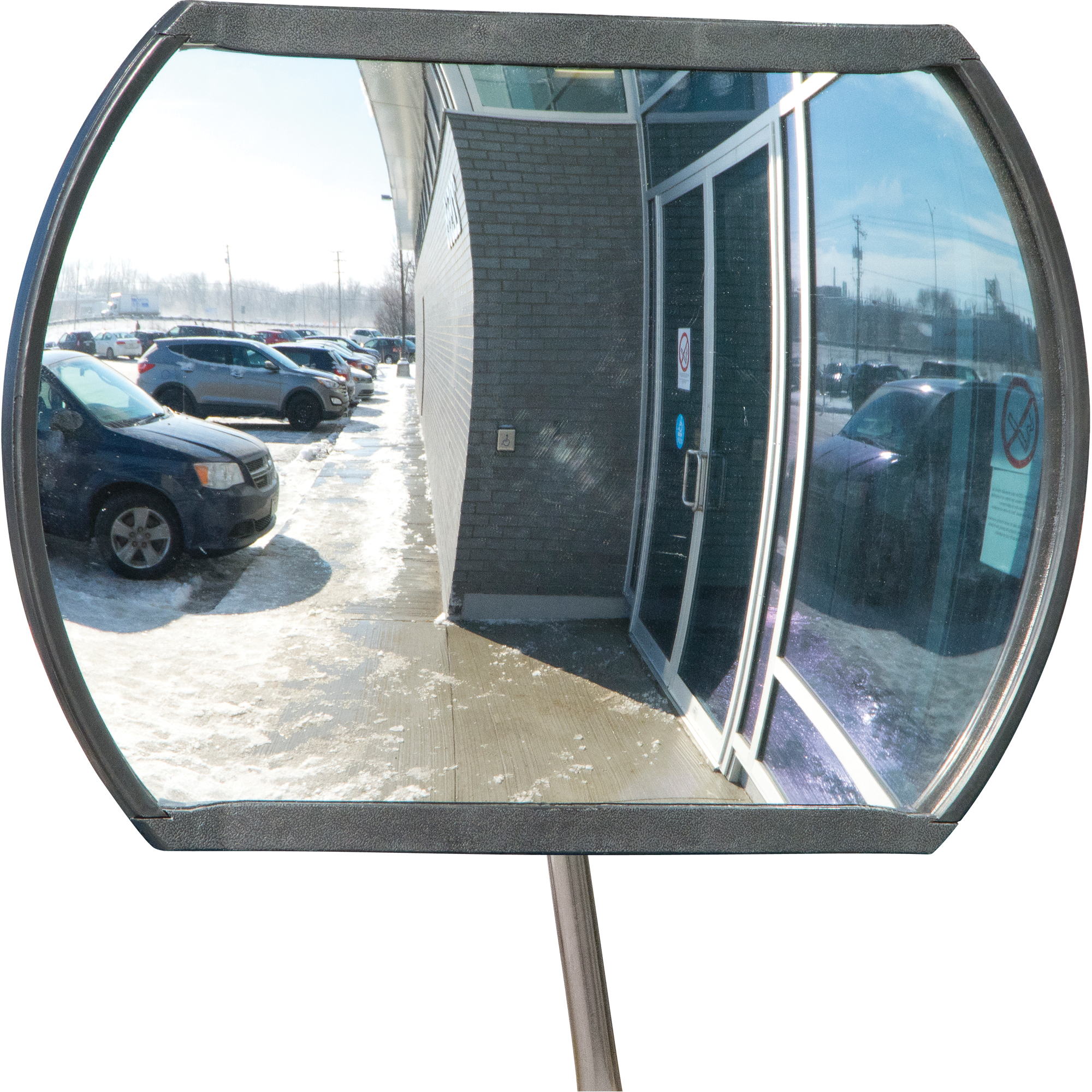Miroir convexe rectangulaire/rond avec bras télescopique, 20" h x 30" la, Intérieur/Extérieur