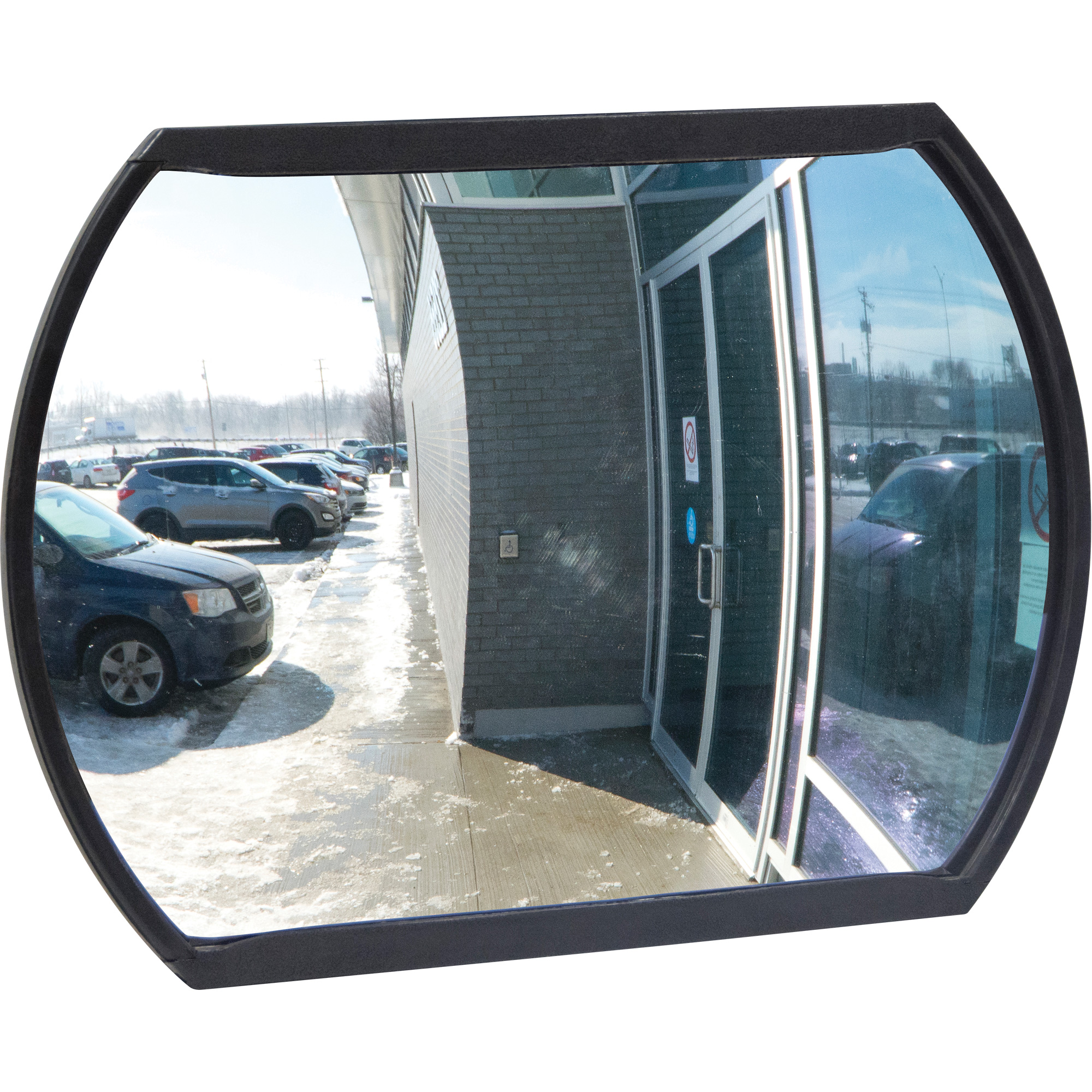 Miroir convexe rectangulaire/rond avec support, 12" h x 18" la, Intérieur/Extérieur