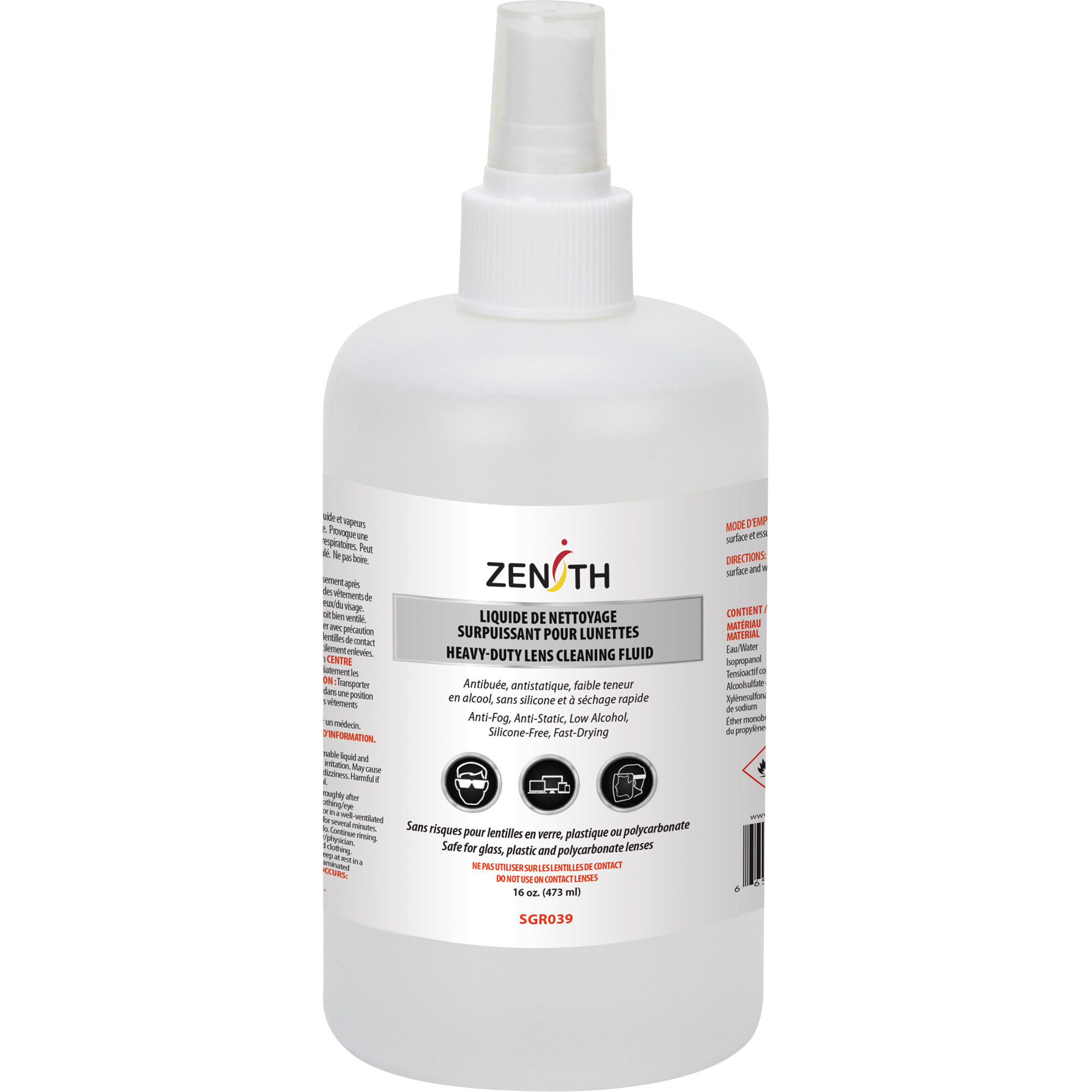 Nettoyant antibuée de première qualité pour lentilles, 473 ml