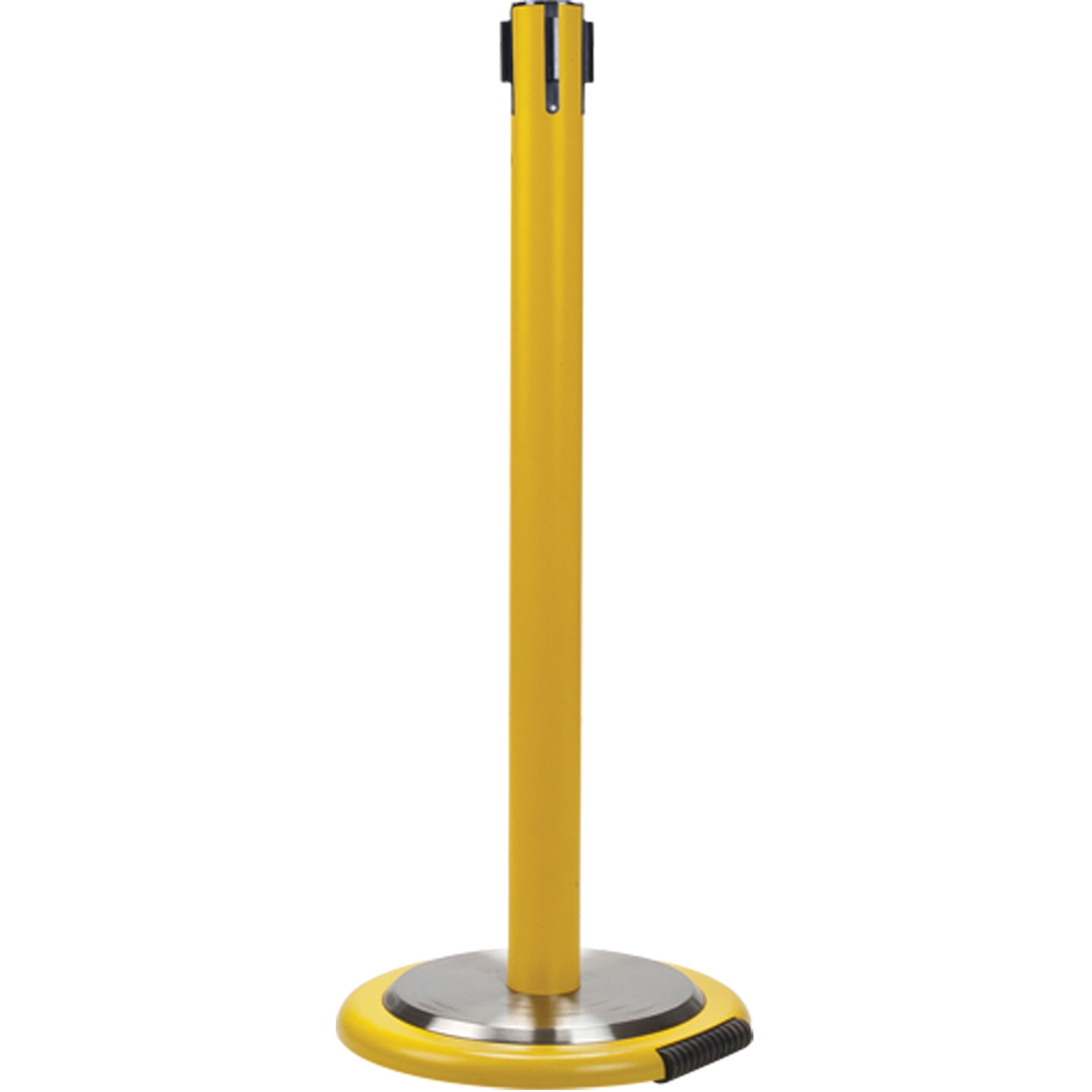 Poteau récepteur pour barrières sur pieds pour le contrôle des foules avec roues, Hauteur de 35", Jaune