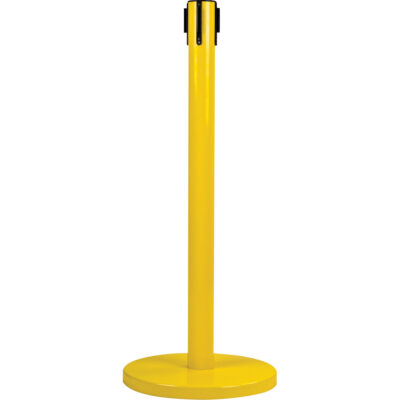 Poteau récepteur pour barrières sur pieds pour le contrôle des foules, Hauteur de 35", Jaune