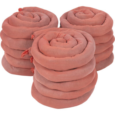 Remblais tubulaires absorbants, Matières dangereuses, Absorption 50 gal., 3" la x 8' lo, Pqt de 15