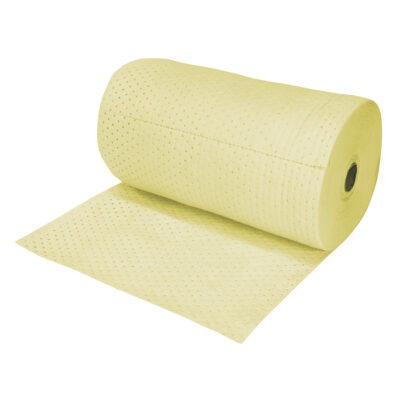 Rouleaux absorbants en fibres fines de première qualité pour matières dangereuses, Lourd, 150' lo x 30" la, Absorption 50 gal.