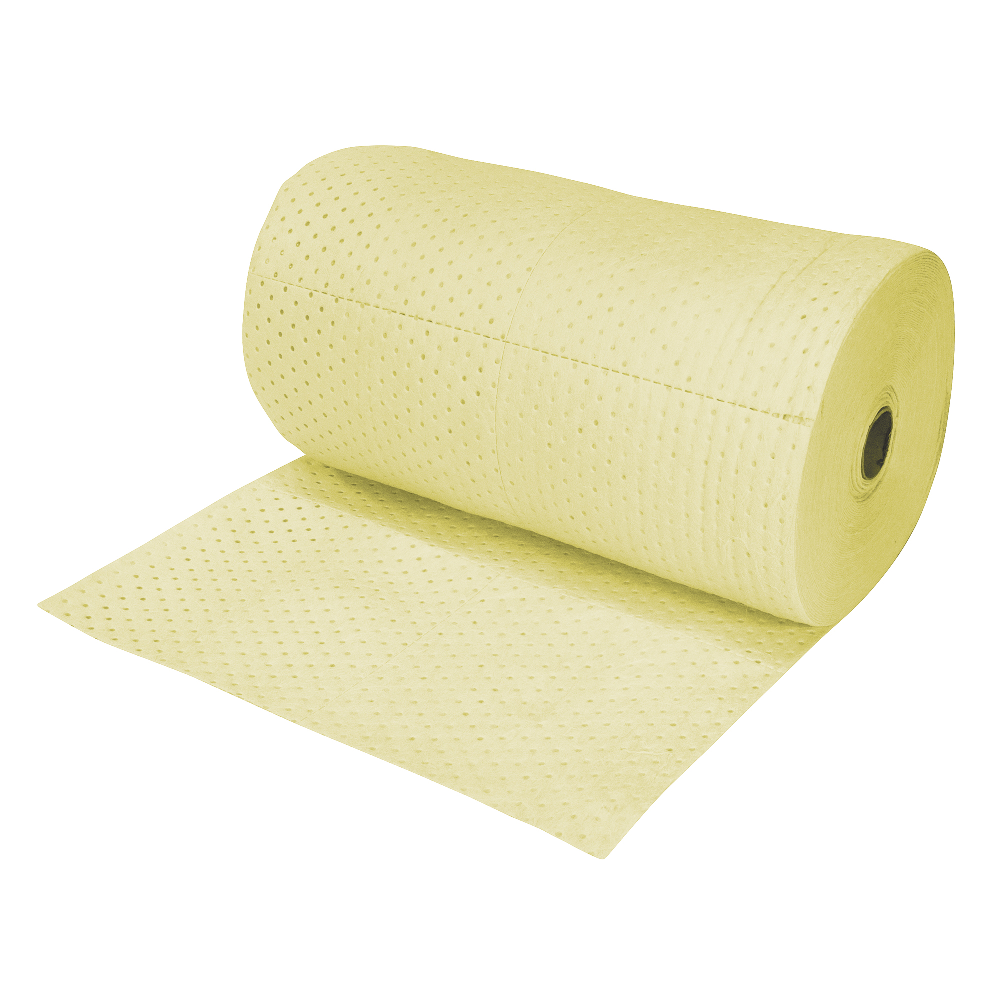 Rouleaux absorbants en fibres fines de première qualité pour matières dangereuses, Lourd, 150' lo x 30" la, Absorption 50 gal.