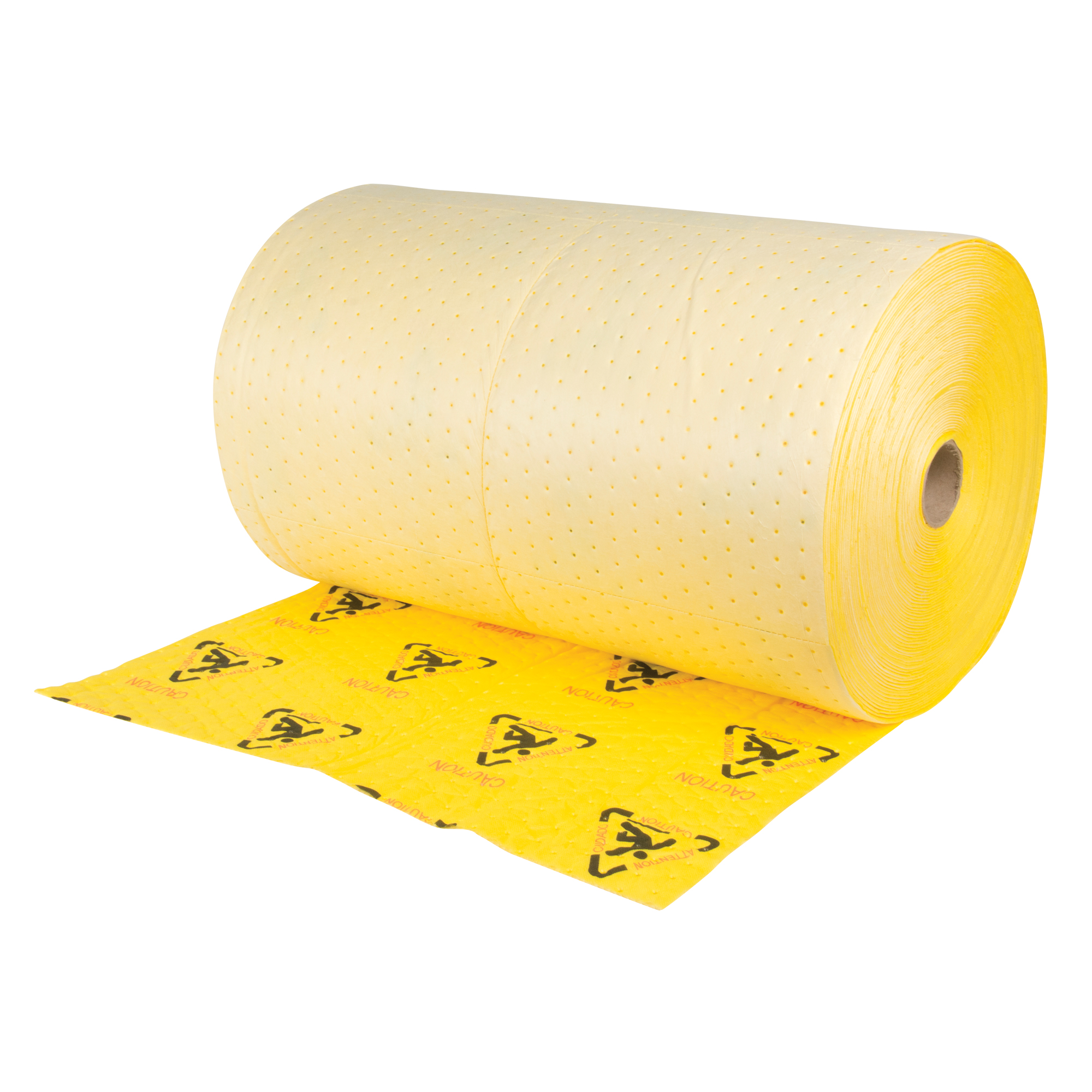 Rouleaux d'avertissement de première qualité - absorbants haute visibilité, Lourd, 150' lo x 30" la, Absorption 57 gal.