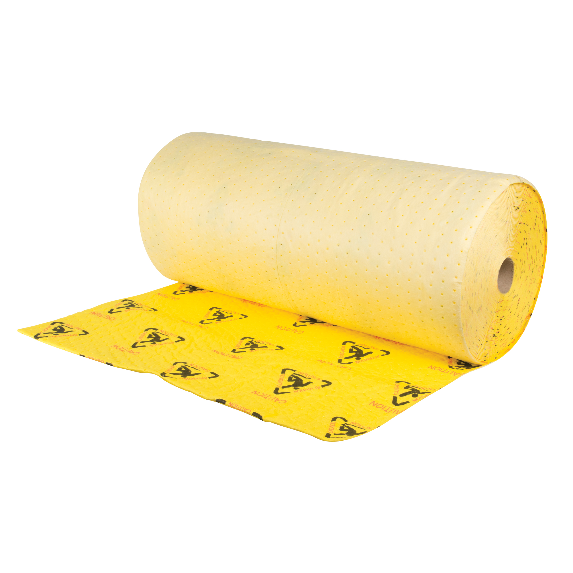 Rouleaux d'avertissement de première qualité - absorbants haute visibilité, Lourd, 150' lo x 36" la, Absorption 57 gal.